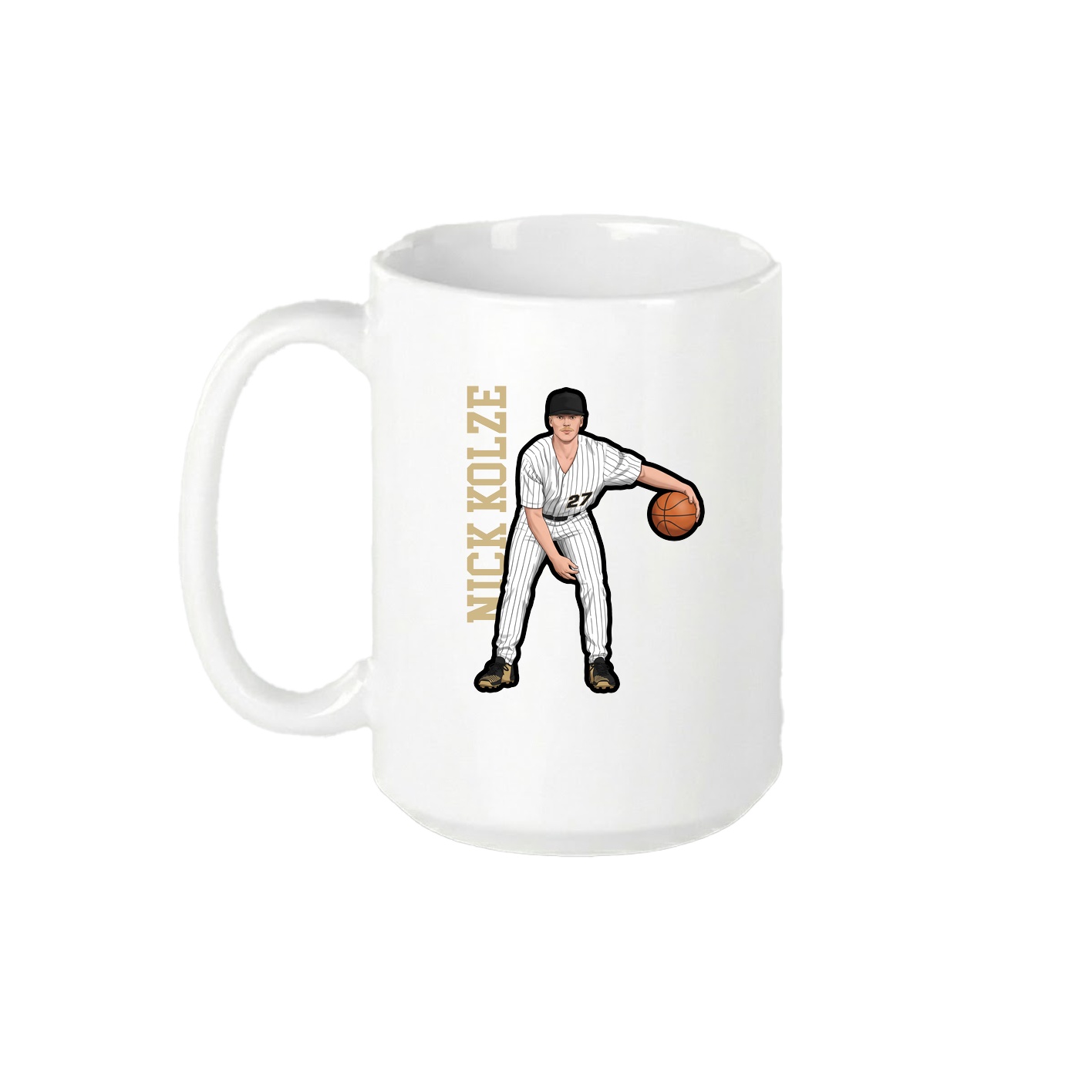 15oz Coffee Mug — Name Vertical in White