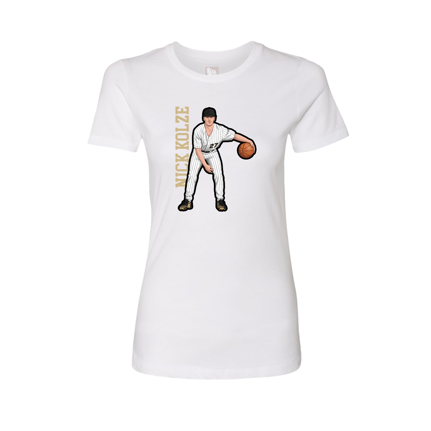 Fitted Women's Tee — Name Vertical in White
