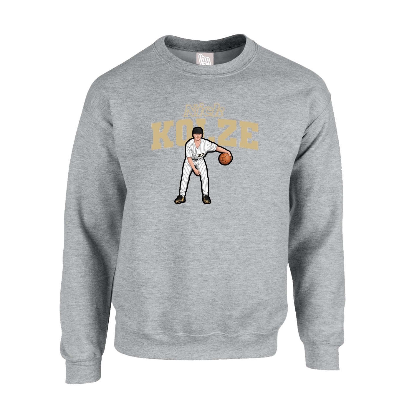 Fleece Crew — Name Arch in Grey