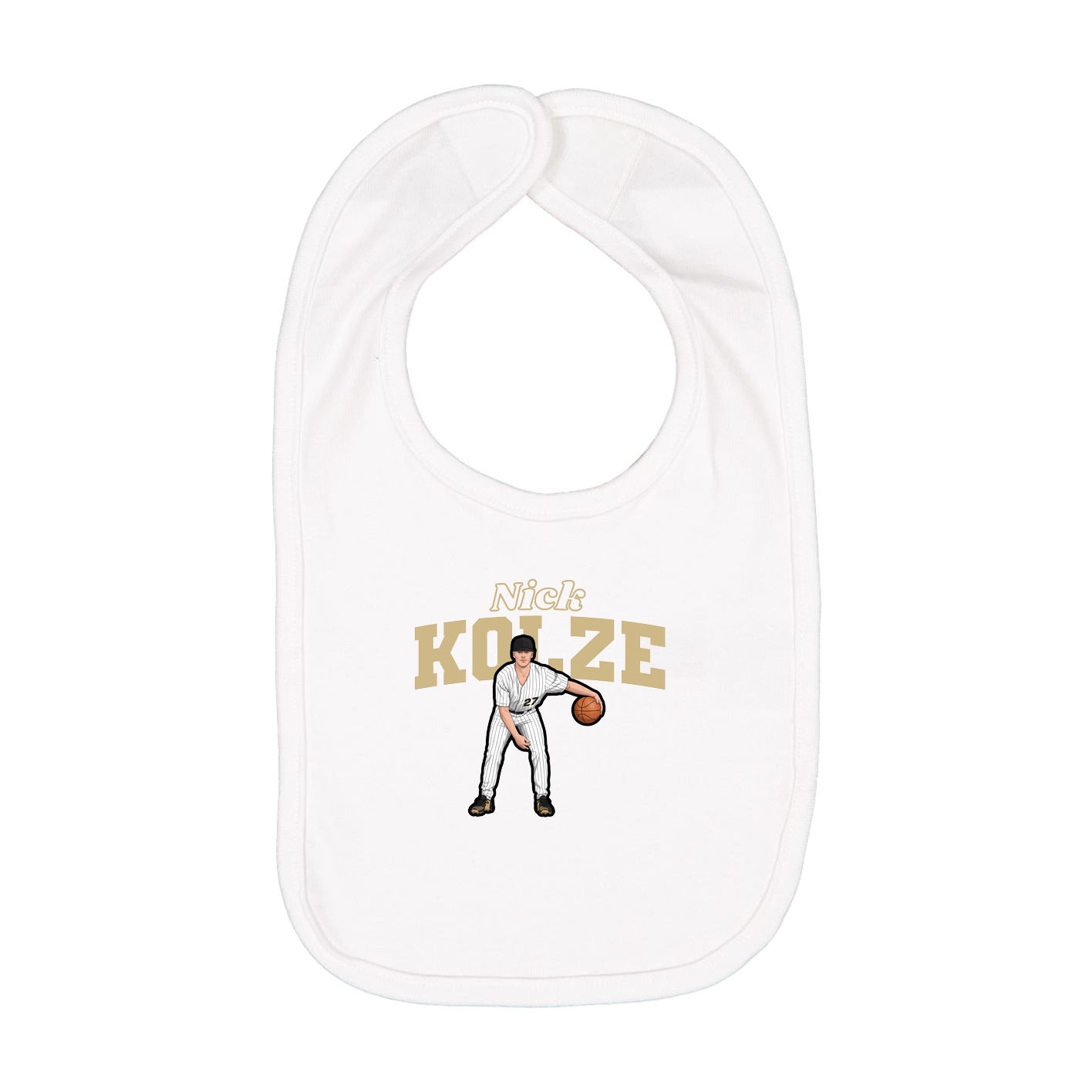 Infant Bib — Name Arch in White