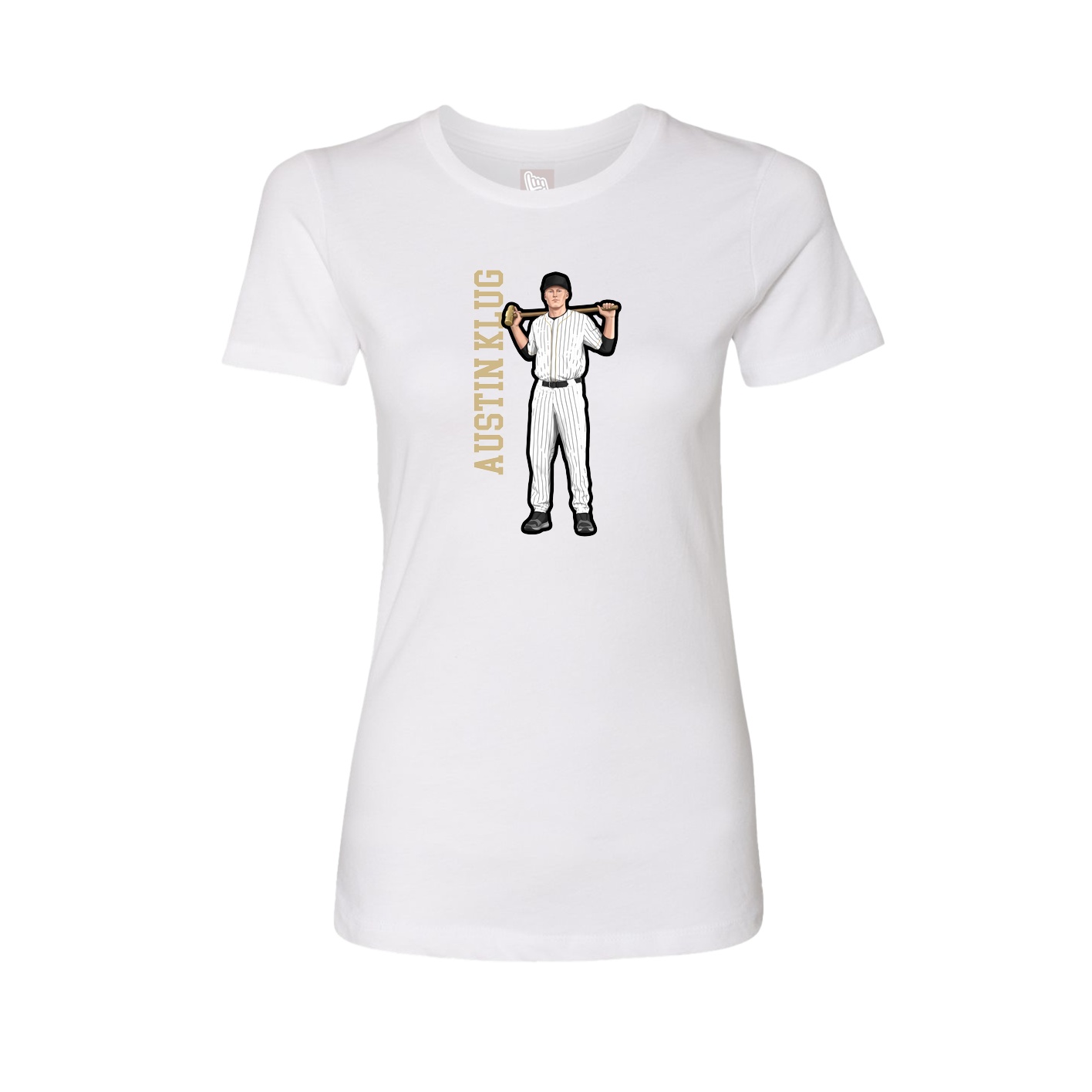 Fitted Women's Tee — Name Vertical in White