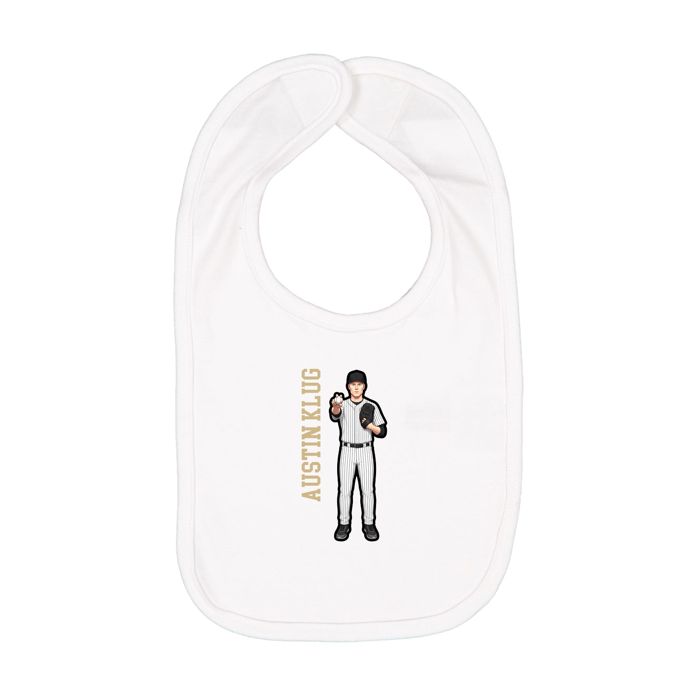 Infant Bib — Name Vertical in White