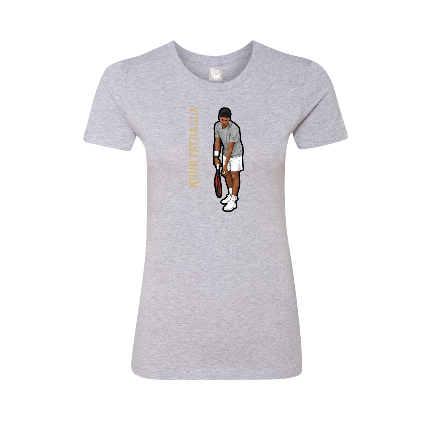 Fitted Women's Tee — Name Vertical in Grey