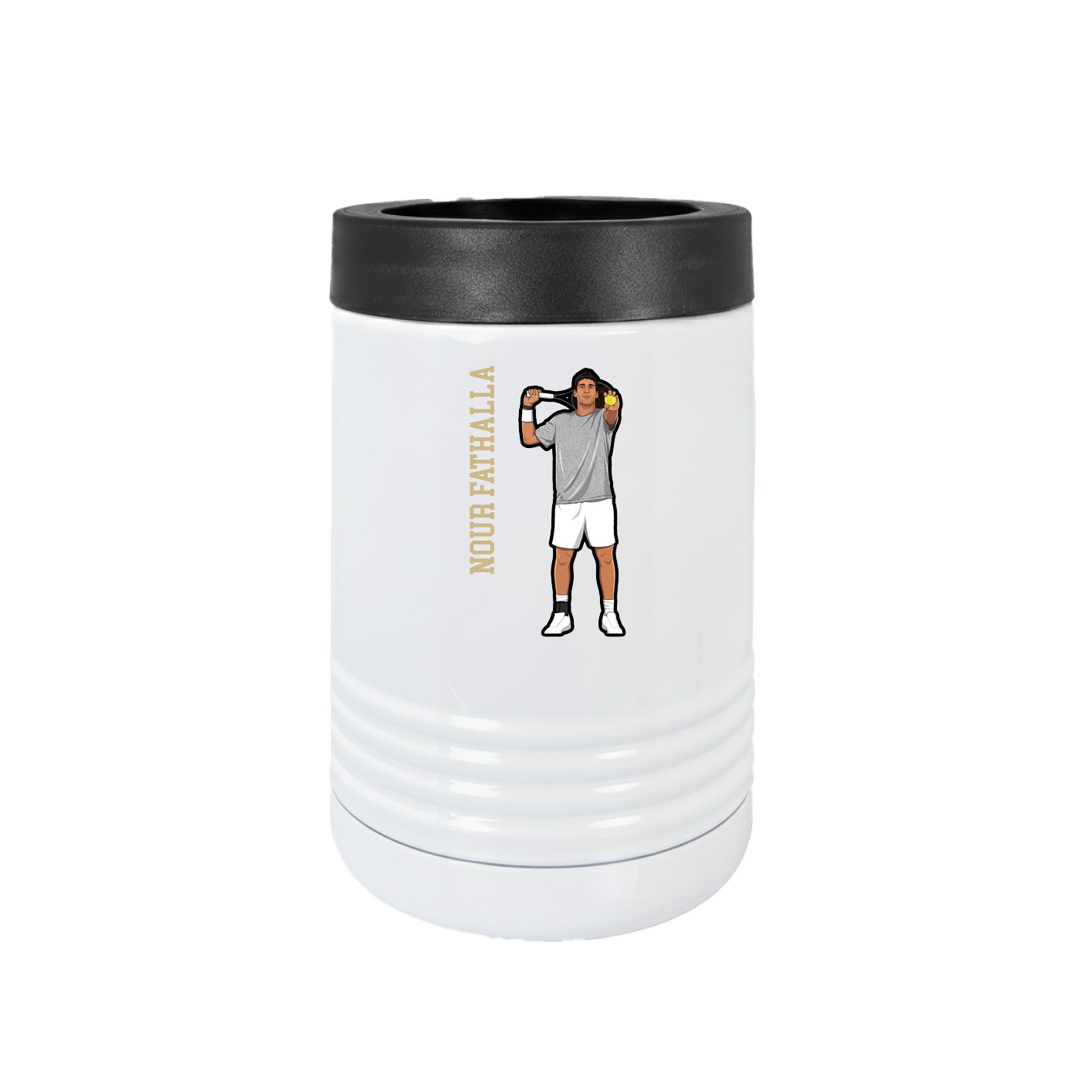 Beverage Holder — Name Vertical in White