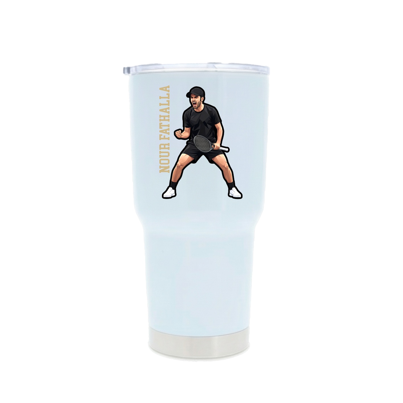 30oz Stainless Steel Tumbler — Name Vertical in White