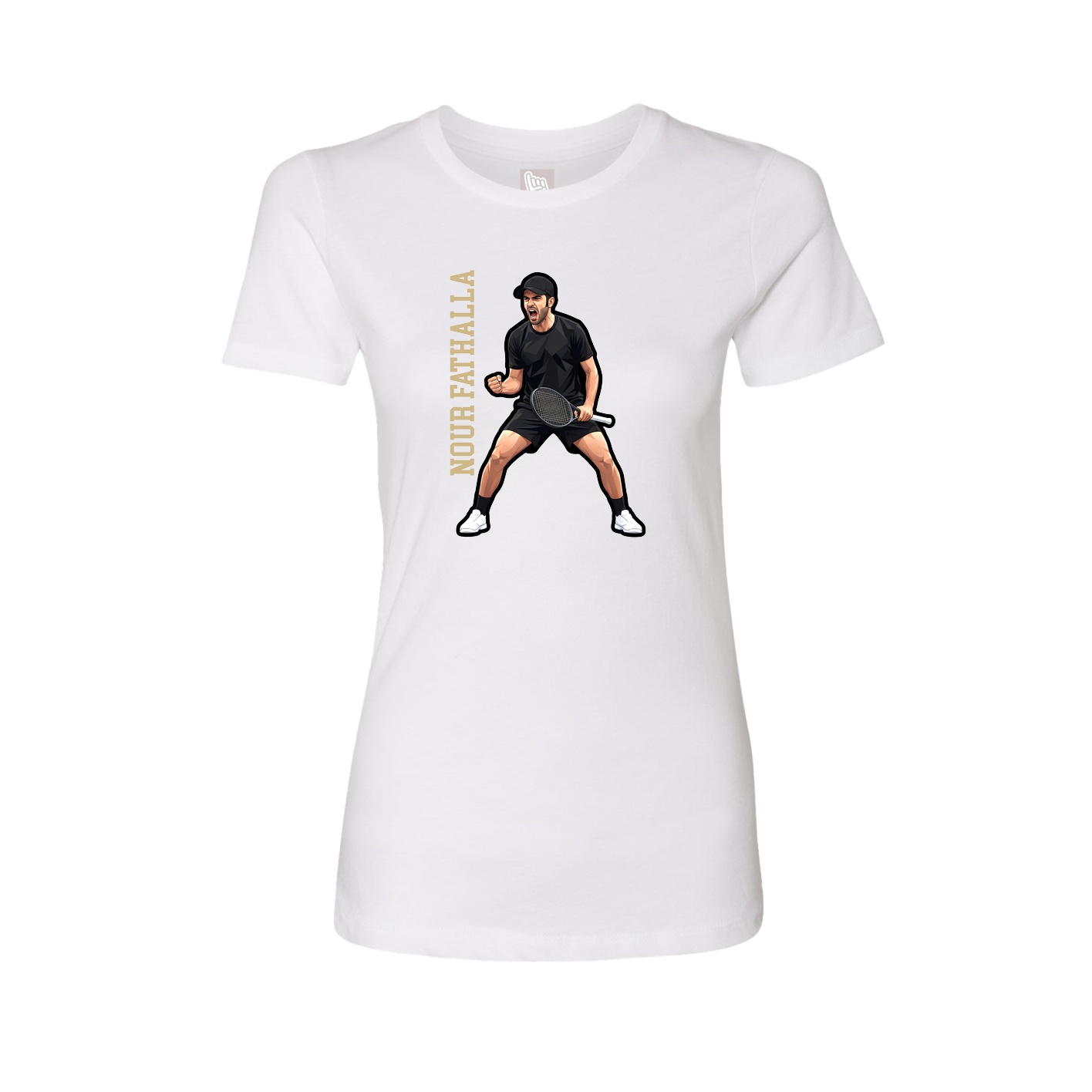 Fitted Women's Tee — Name Vertical in White
