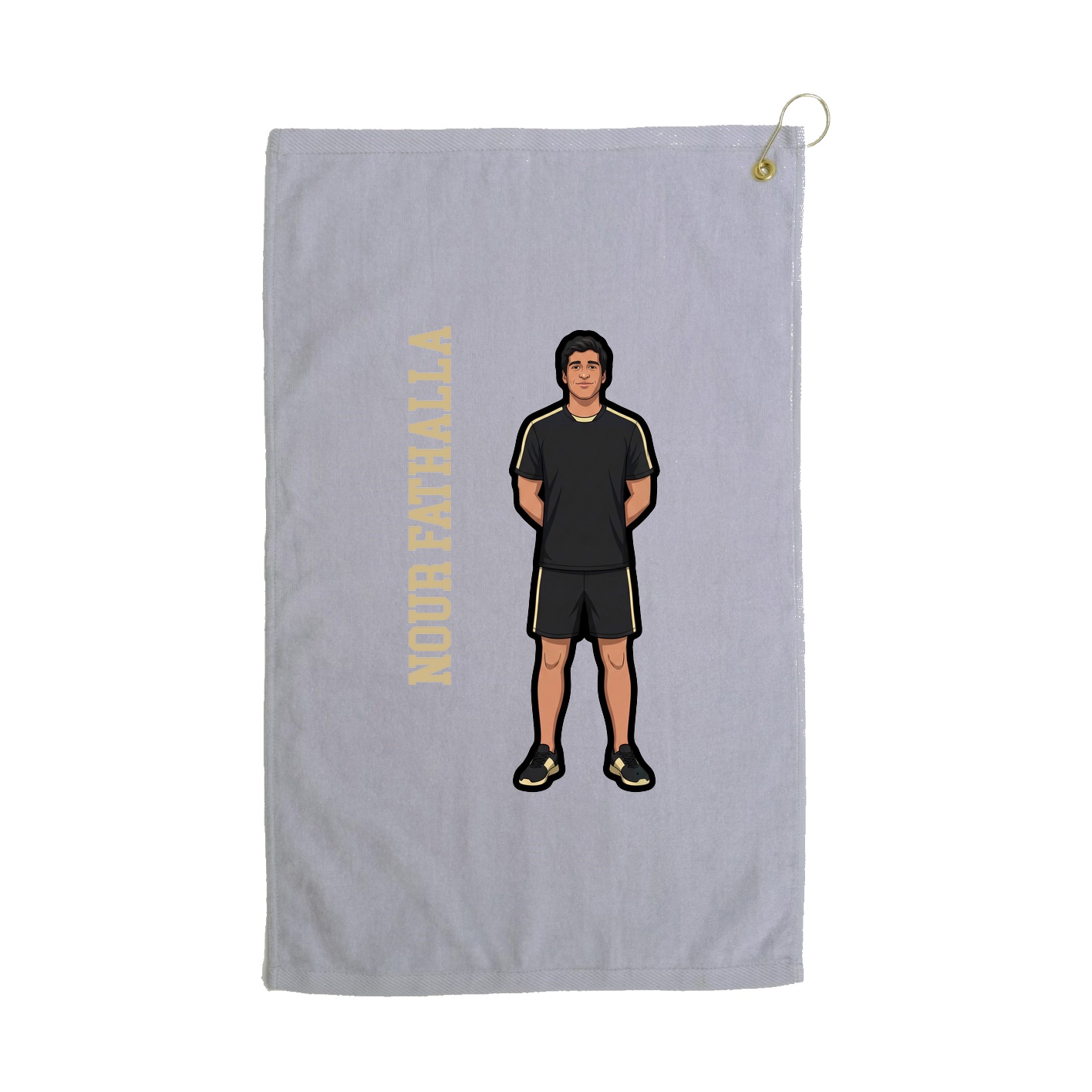 Golf Towel — Name Vertical in Grey