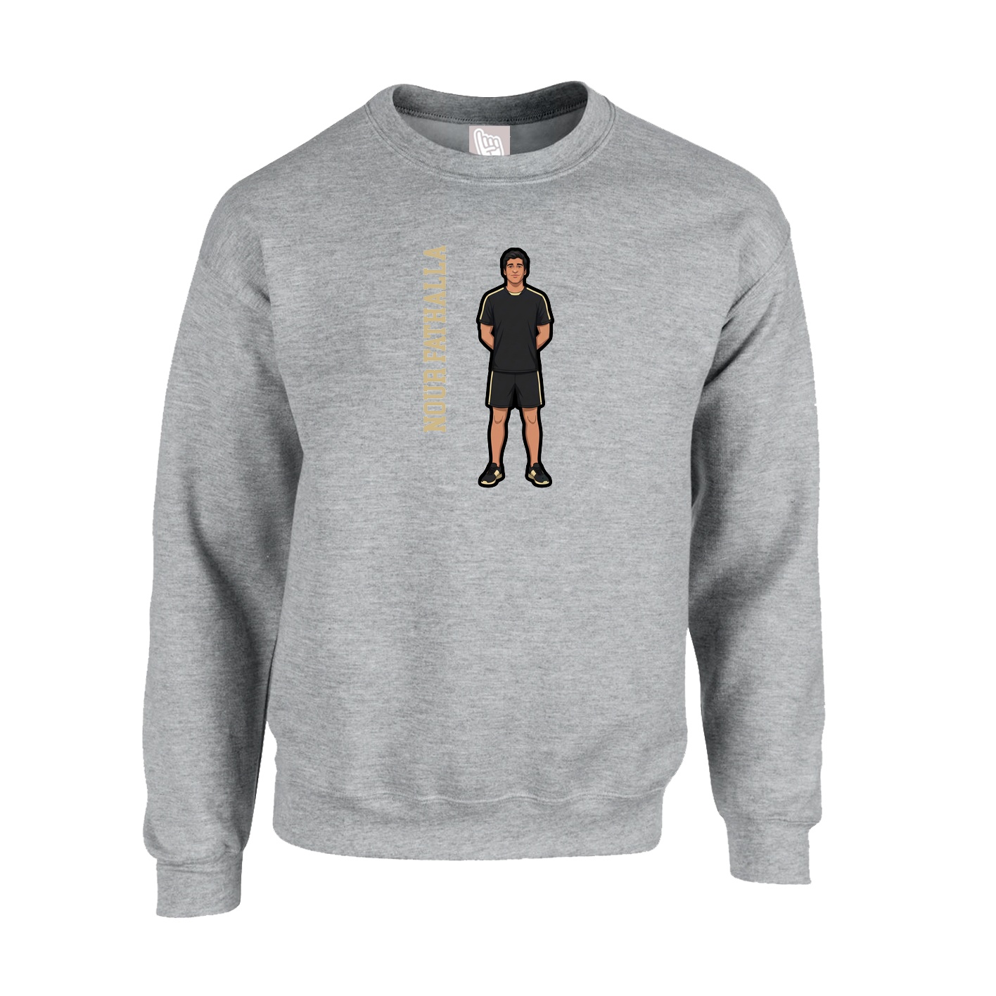 Fleece Crew — Name Vertical in Grey