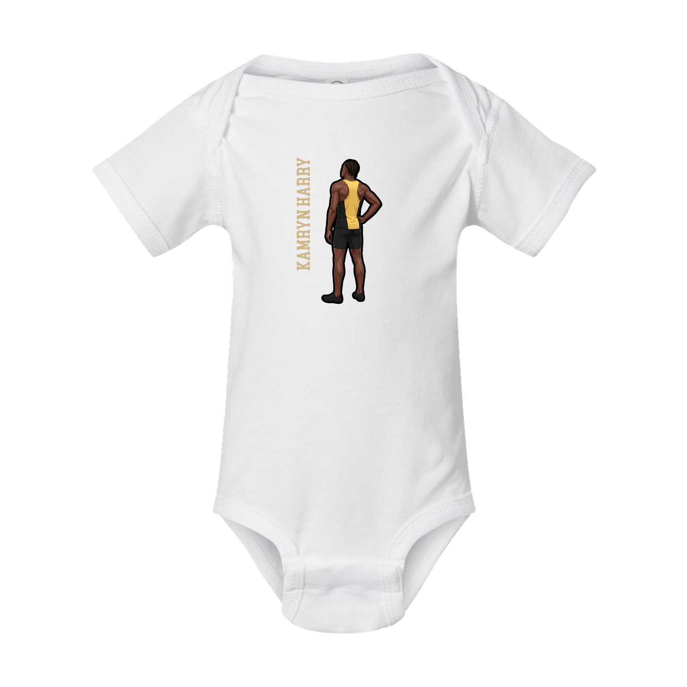 Baby Onesie — Name Vertical in White