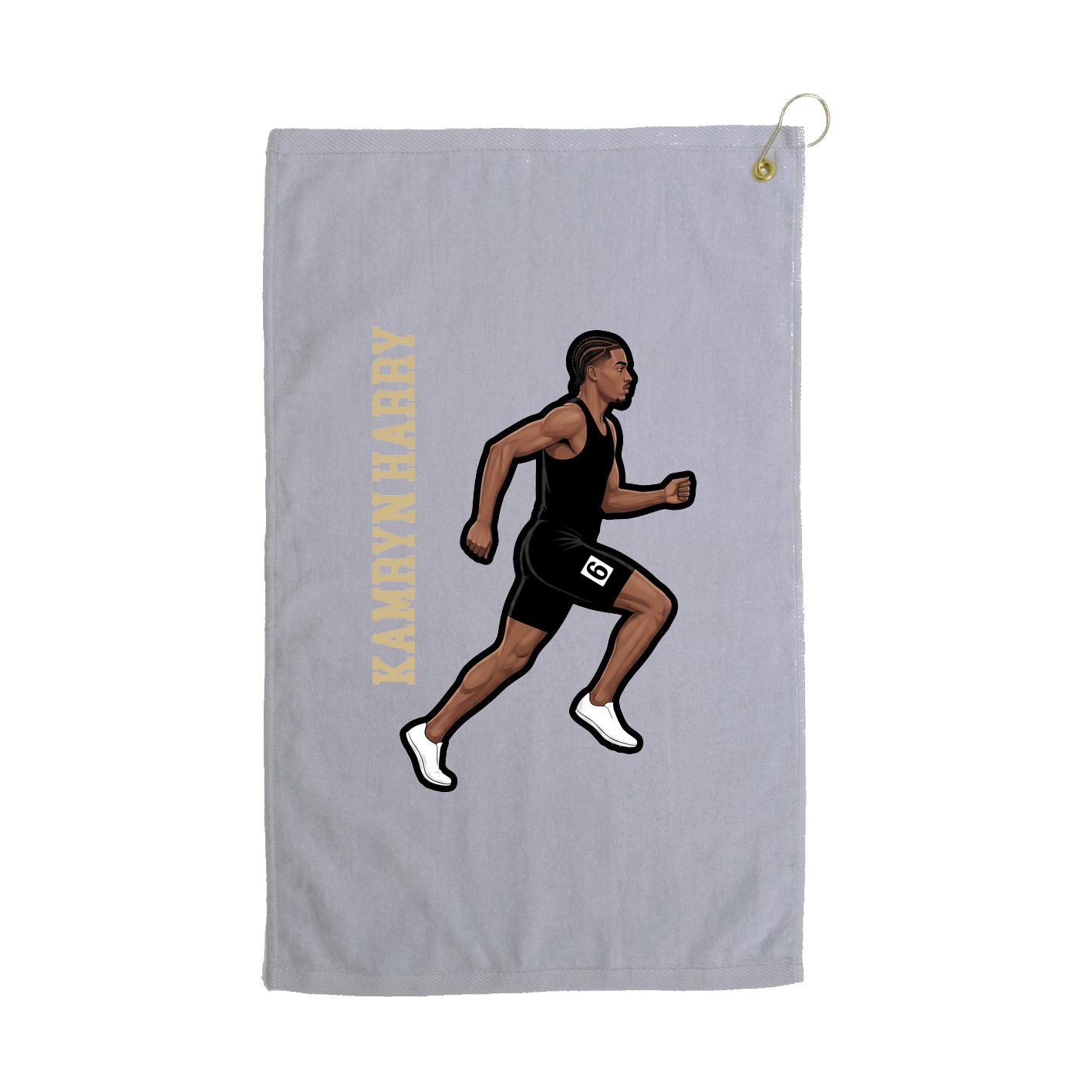 Golf Towel — Name Vertical in Grey