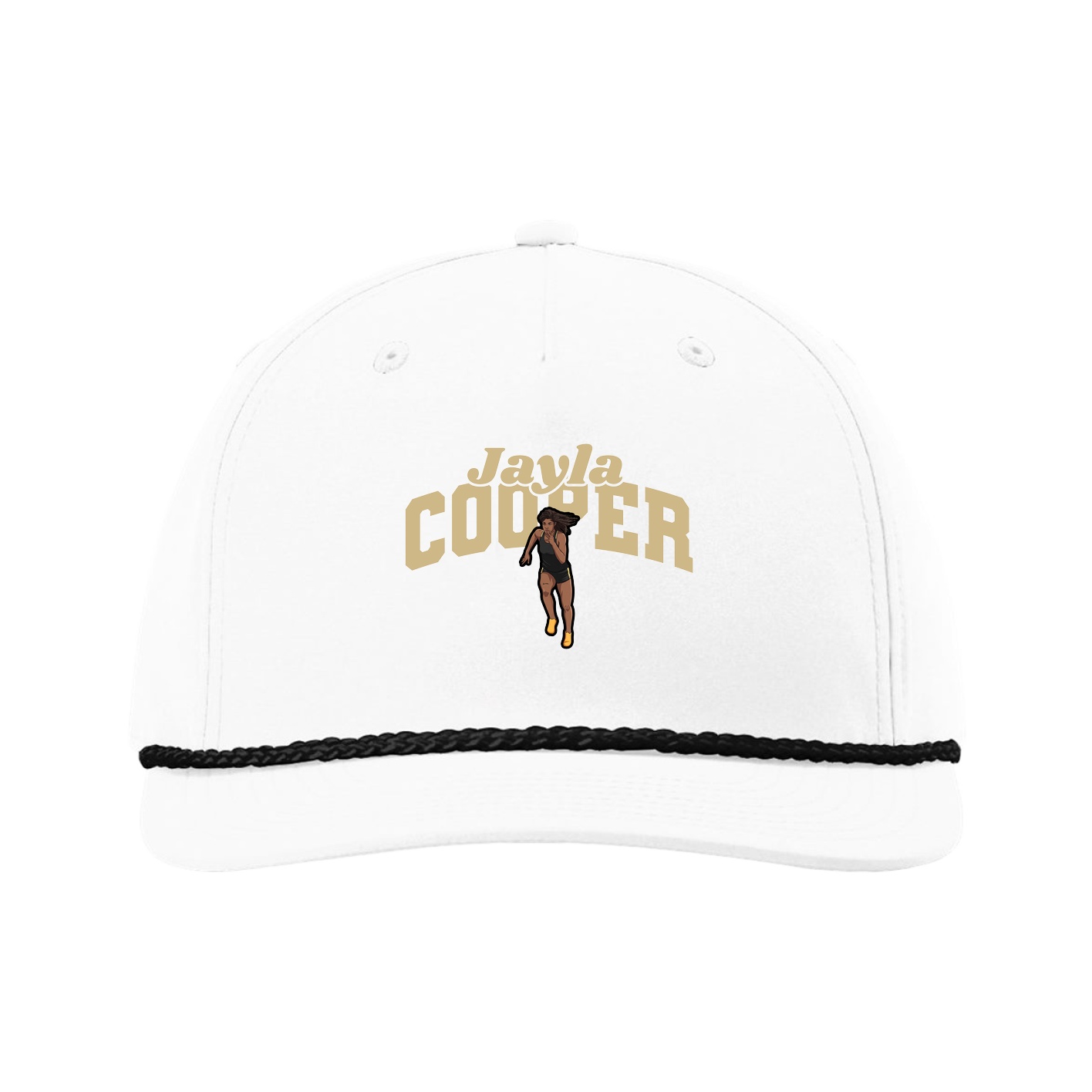 Five-Panel Classic Rope Cap — Signature Arch in White