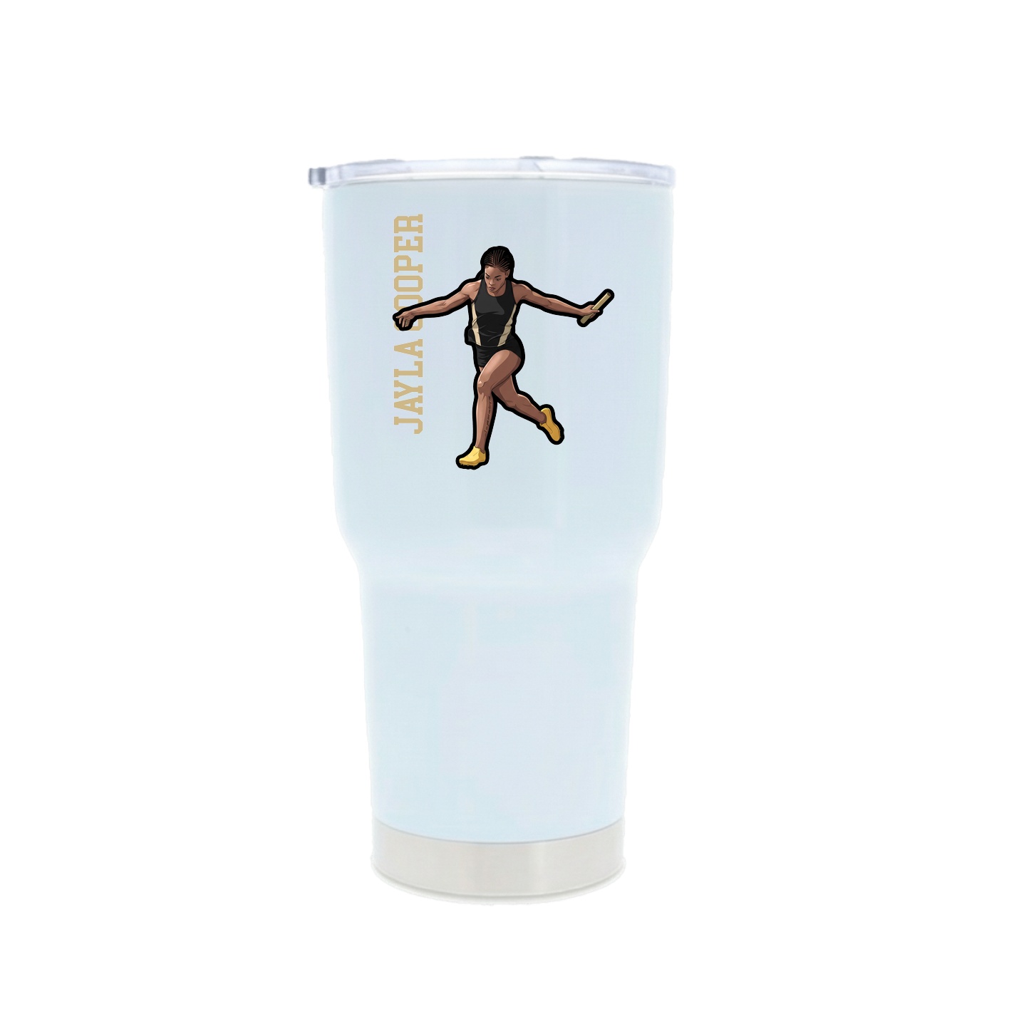 30oz Stainless Steel Tumbler — Name Vertical in White