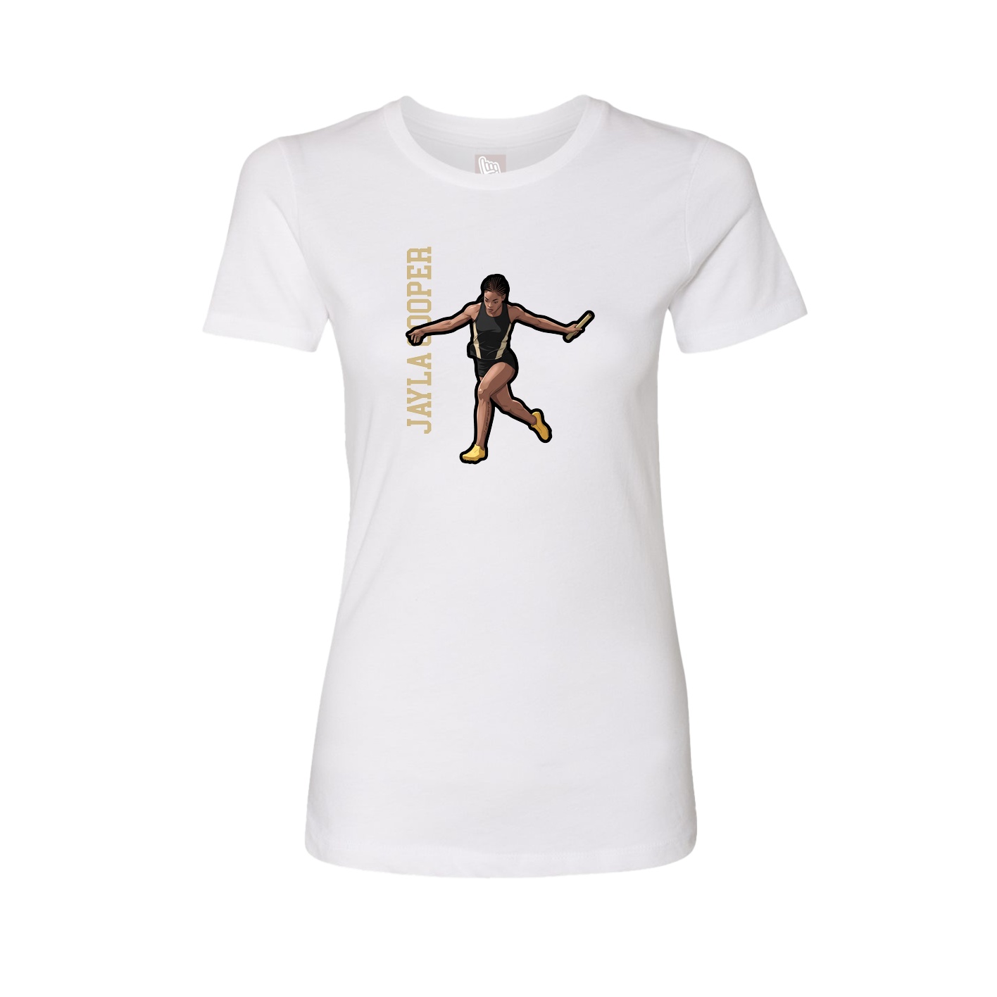 Womens Tee — Name Vertical in White