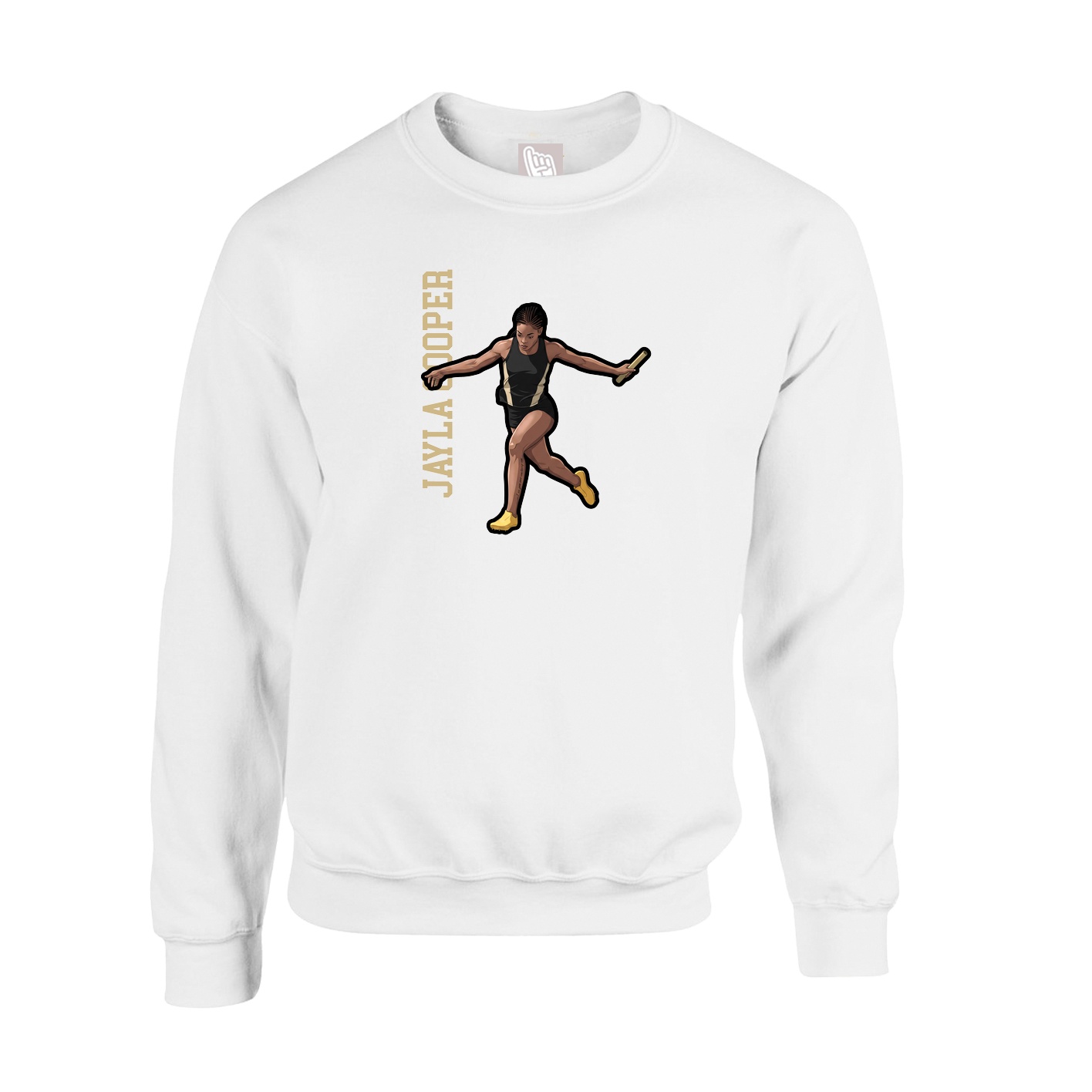 Fleece Crew — Name Vertical in White