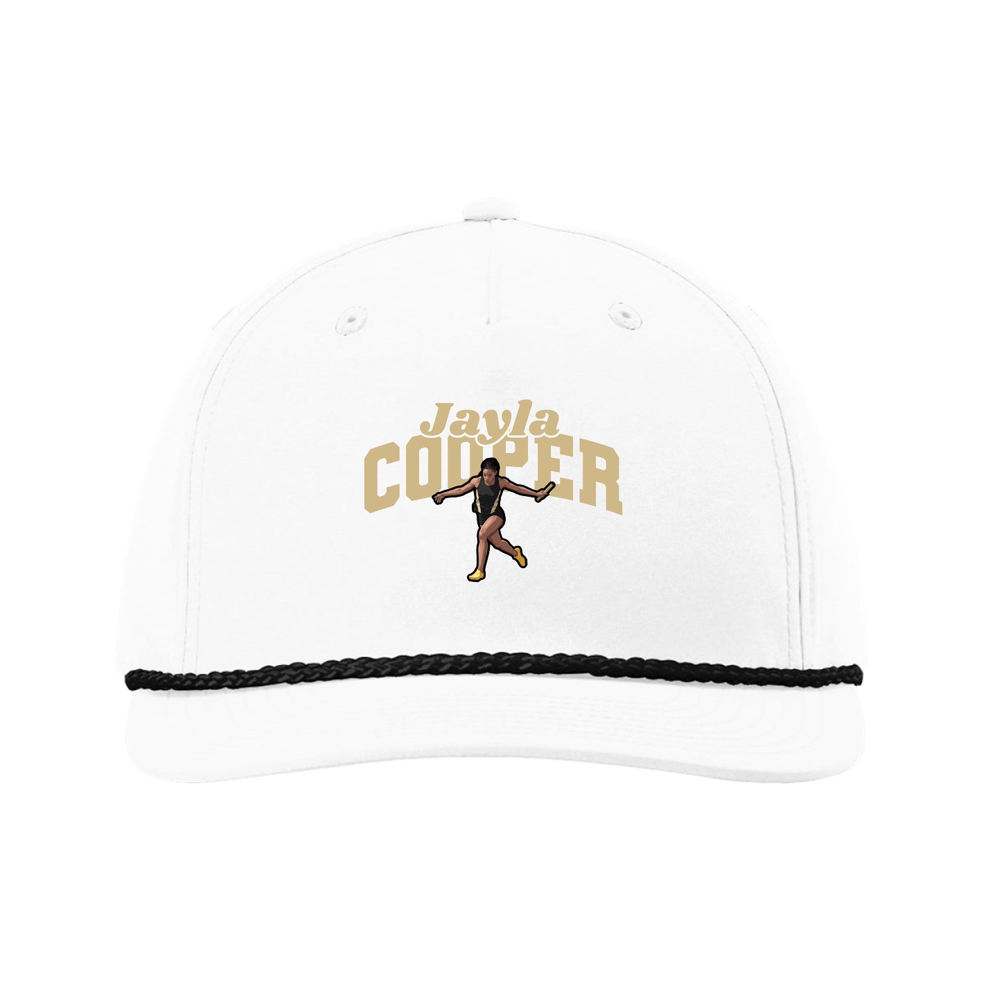 Five-Panel Classic Rope Cap — Signature Arch in White
