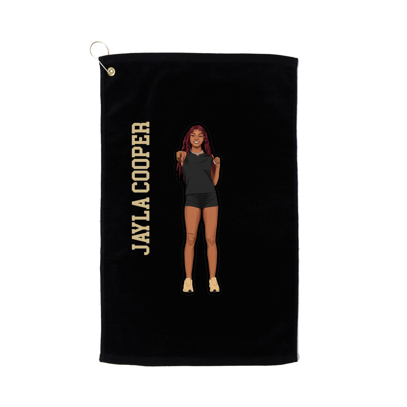 Golf Towel — Name Vertical in Black