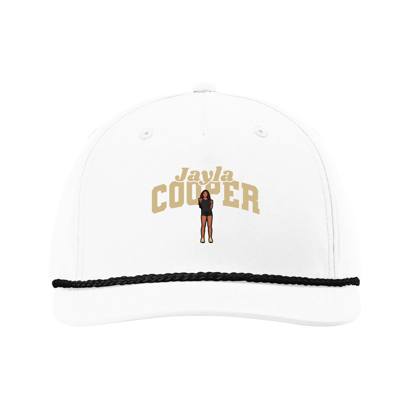 Five-Panel Classic Rope Cap — Signature Arch in White