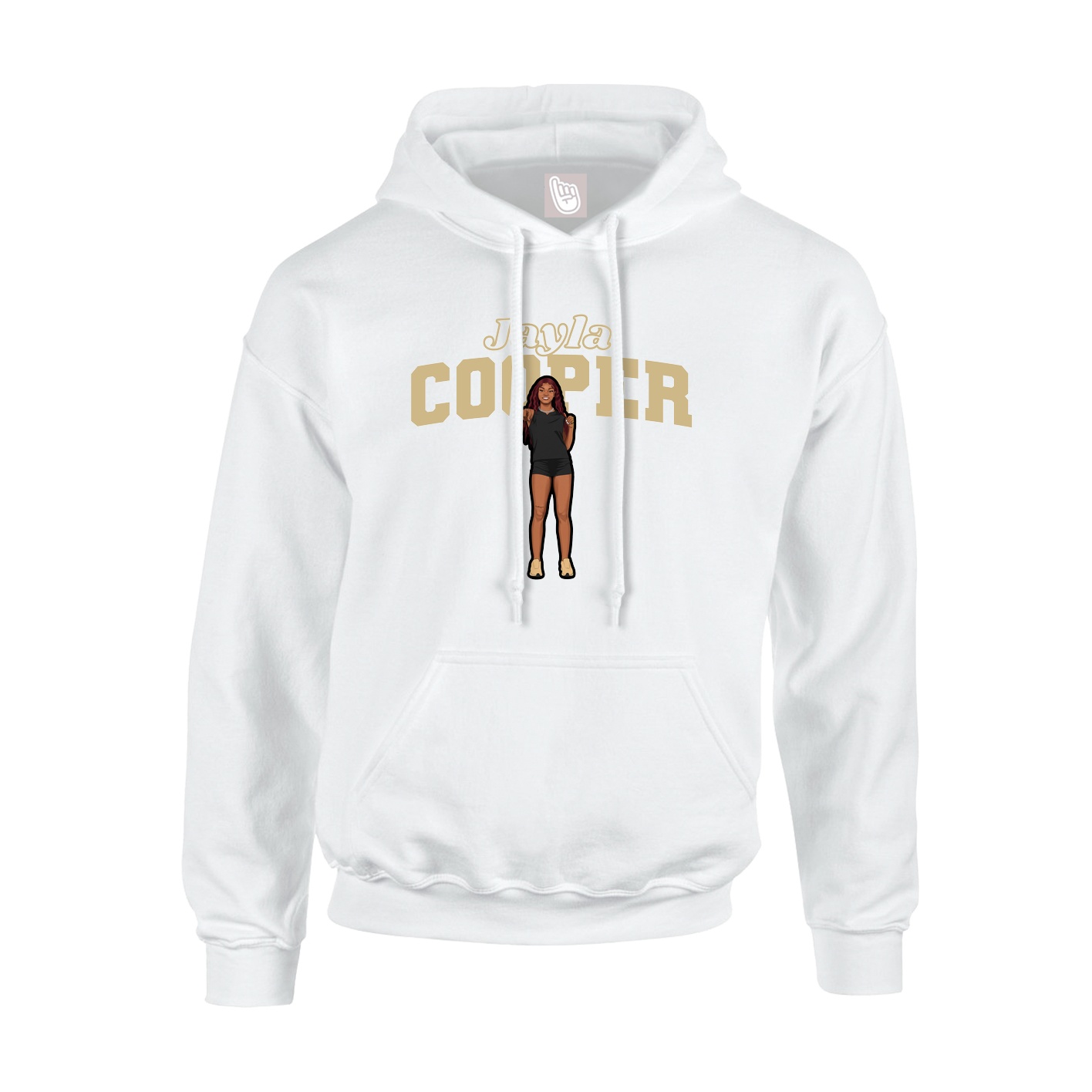 Youth Hoodie — Name Arch in White
