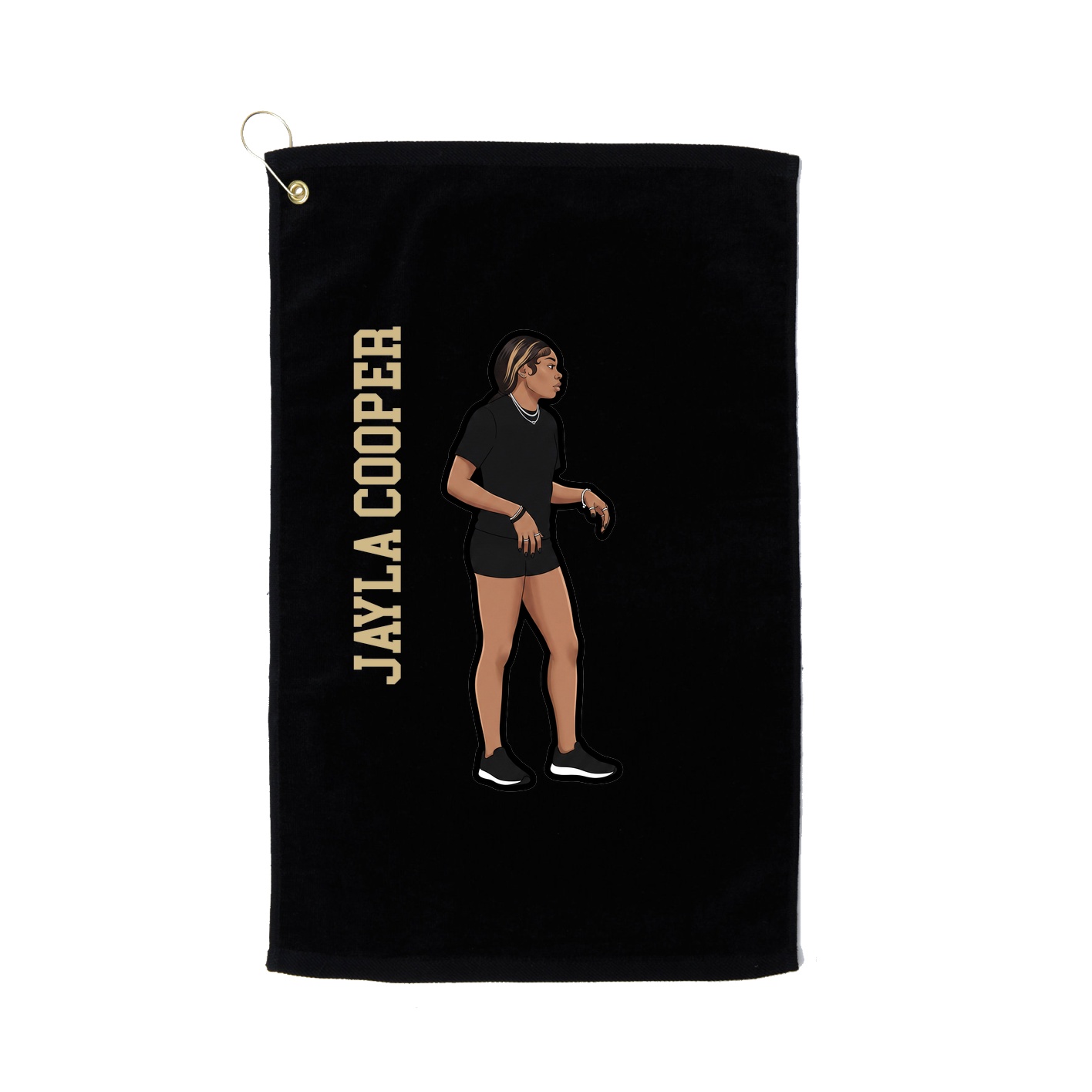Golf Towel — Name Vertical in Black