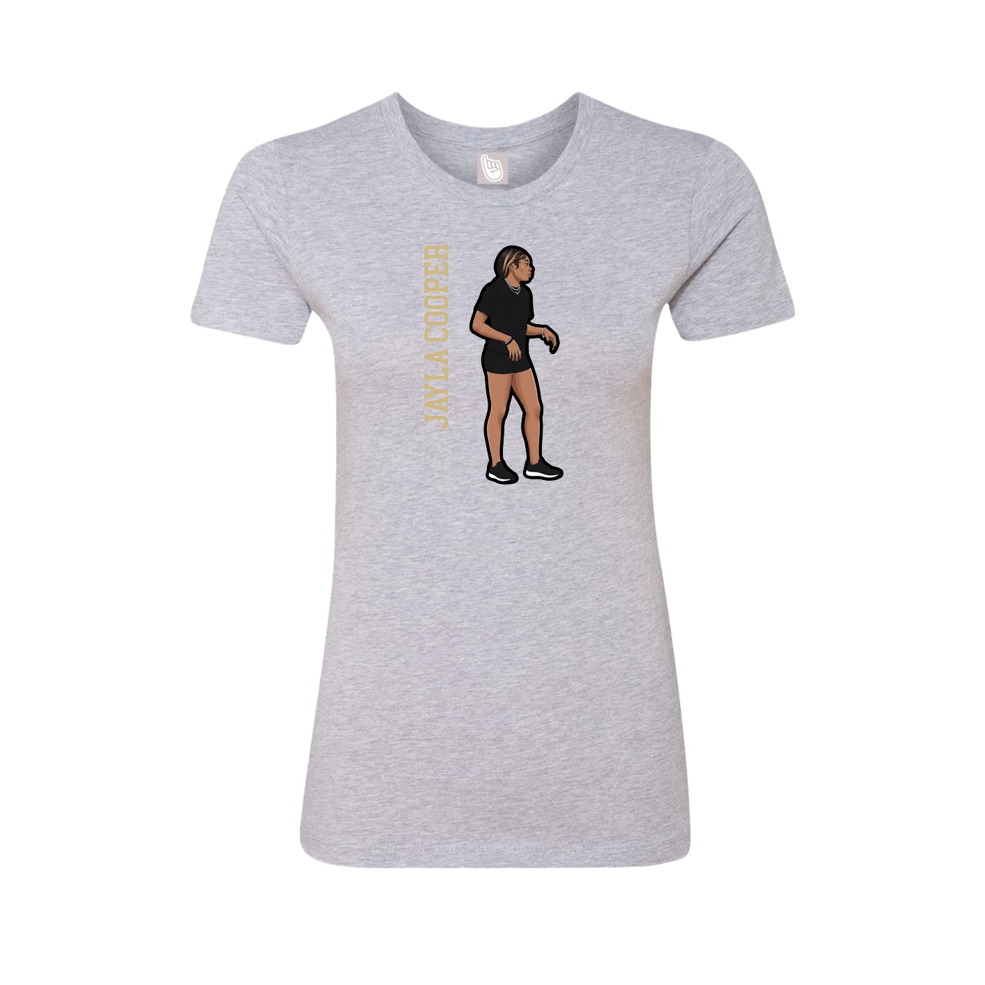 Womens Tee — Name Vertical in Grey