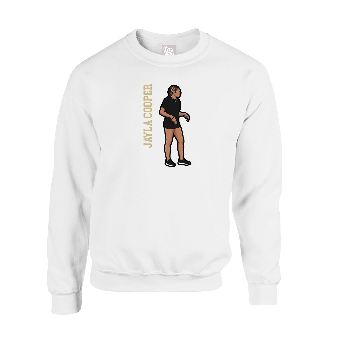 Fleece Crew — Name Vertical in White