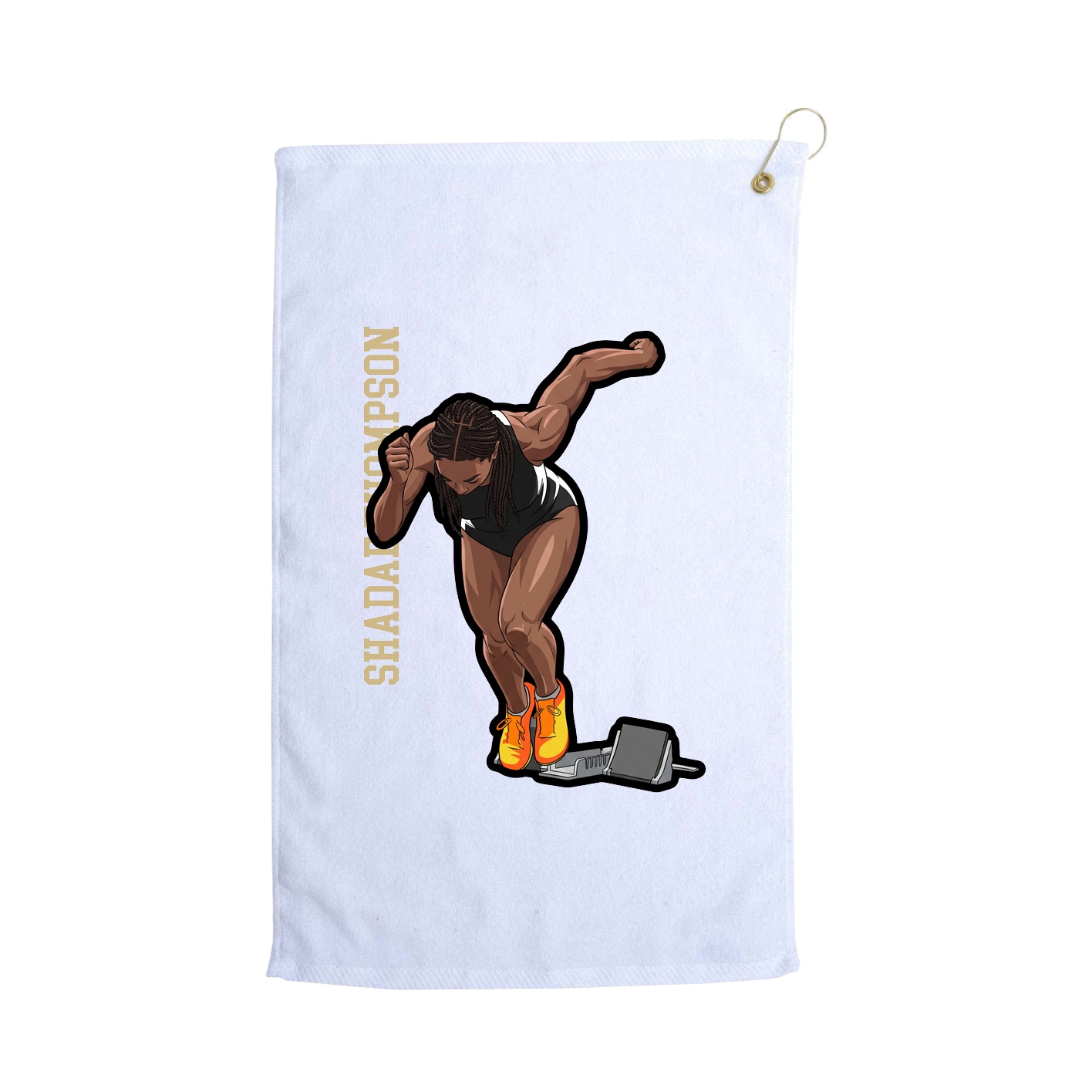 Golf Towel — Name Vertical in White