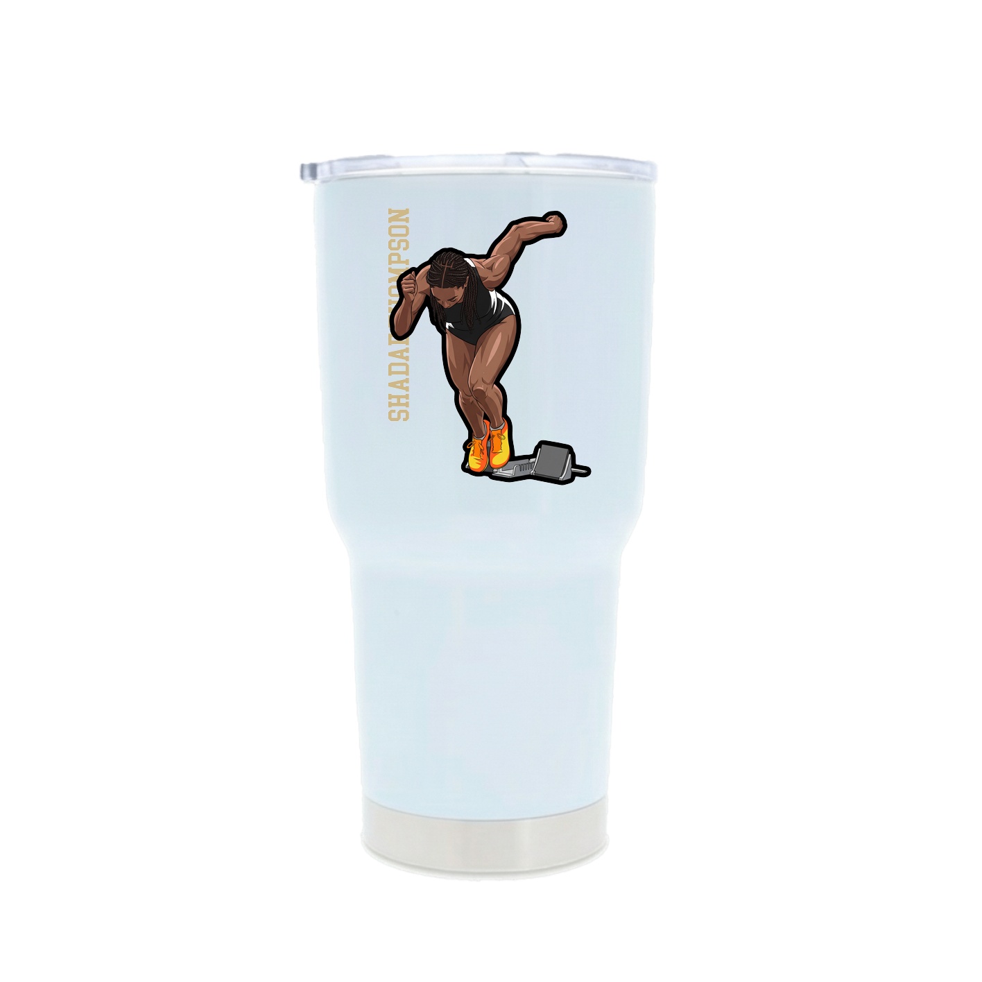 30oz Stainless Steel Tumbler — Name Vertical in White