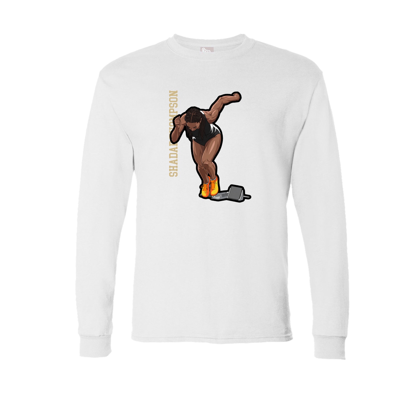 Long Sleeve Tee — Name Vertical in White