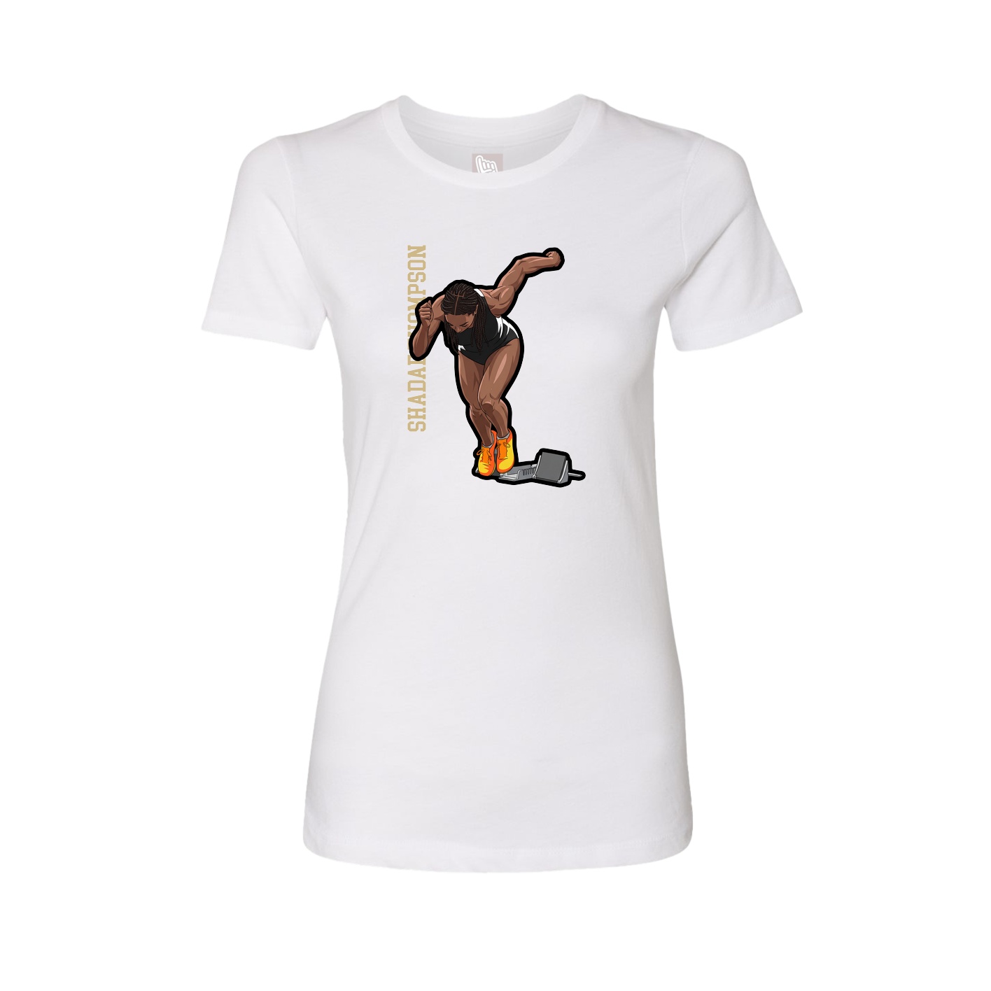 Fitted Women's Tee — Name Vertical in White