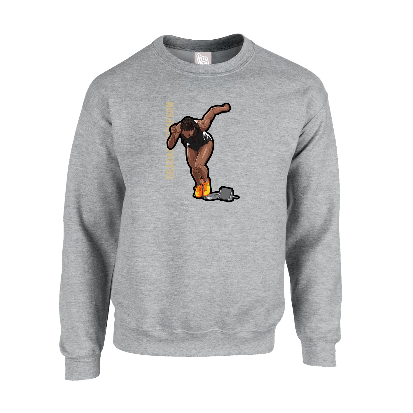 Fleece Crew — Name Vertical in Grey
