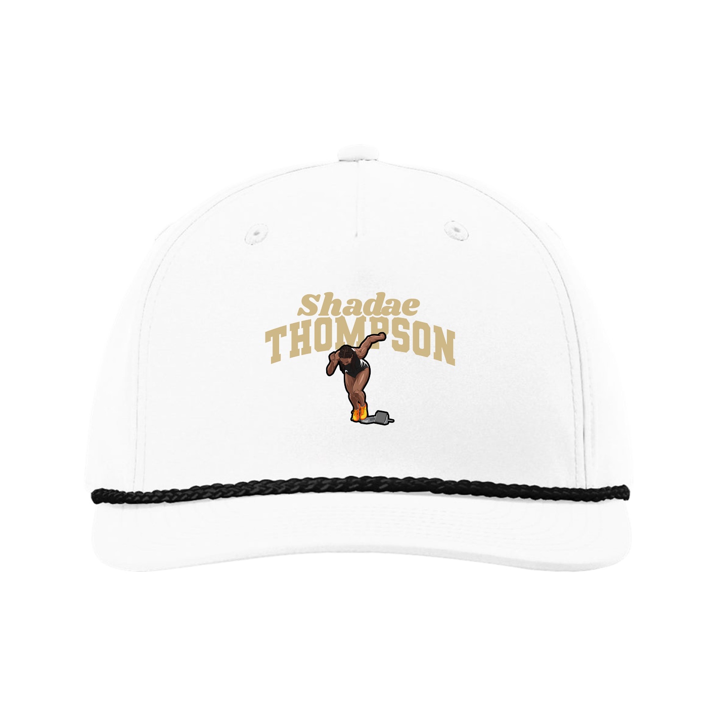 Five-Panel Classic Rope Cap — Signature Arch in White