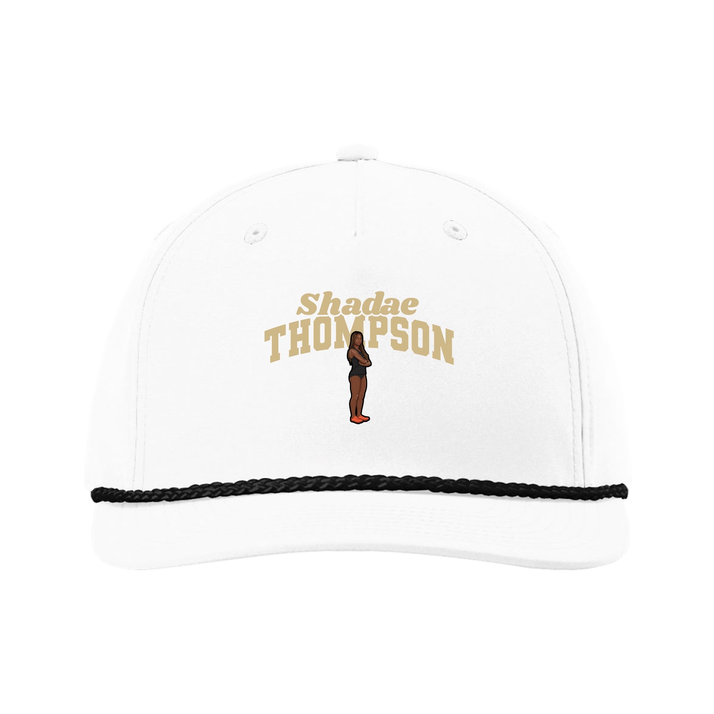 Five-Panel Classic Rope Cap — Signature Arch in White