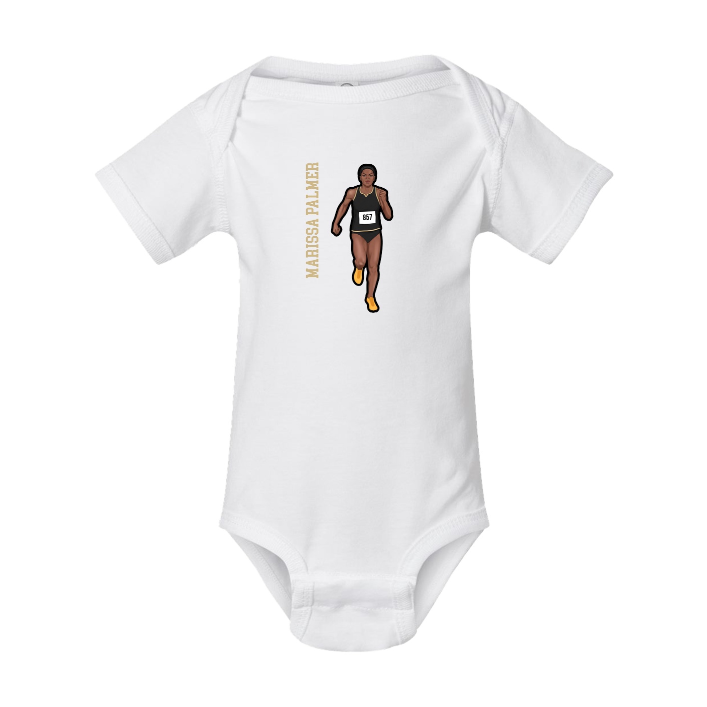 Baby Onesie — Name Vertical in White