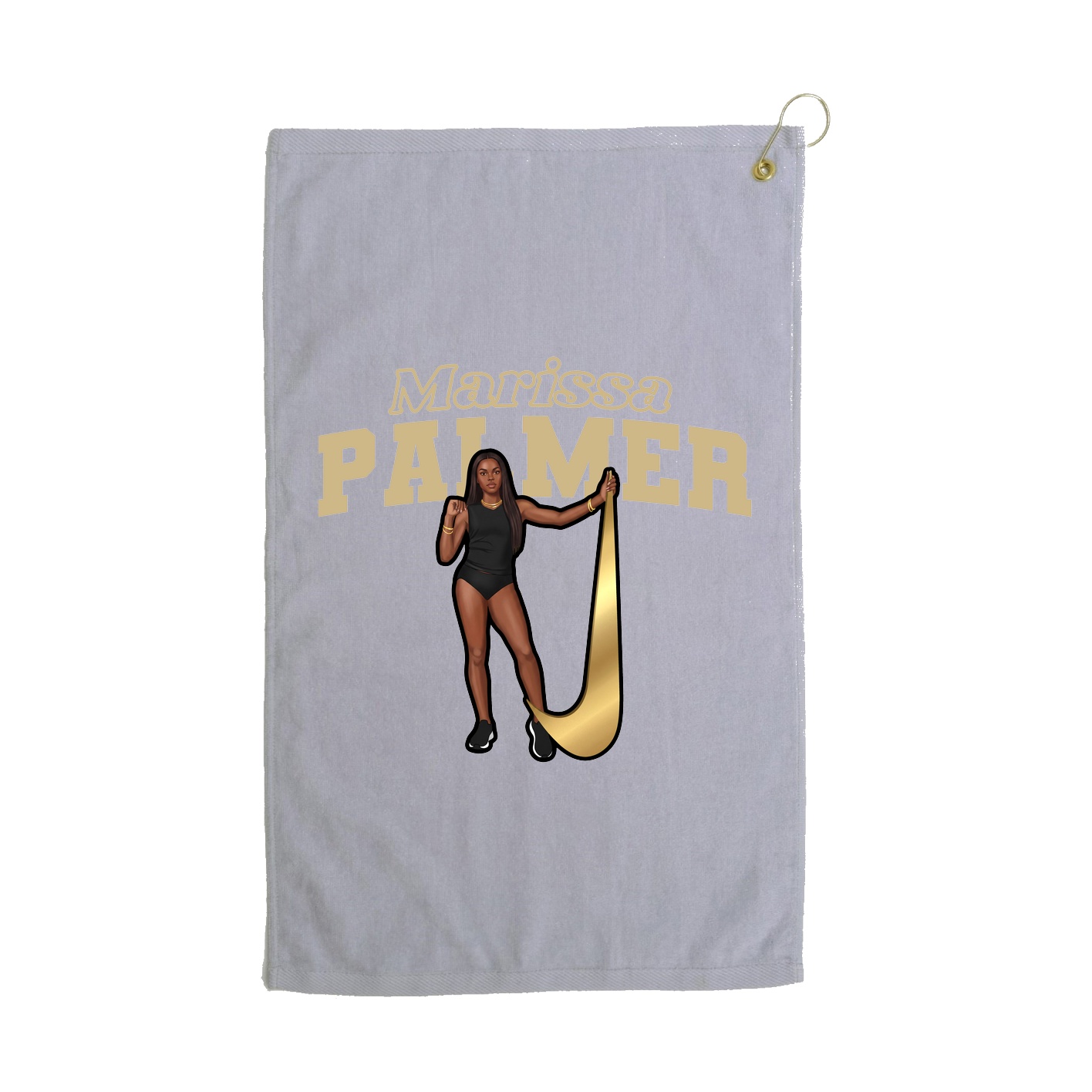 Golf Towel — Name Arch in Grey