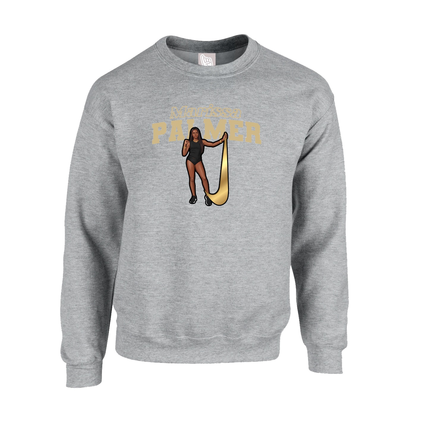 Fleece Crew — Name Arch in Grey
