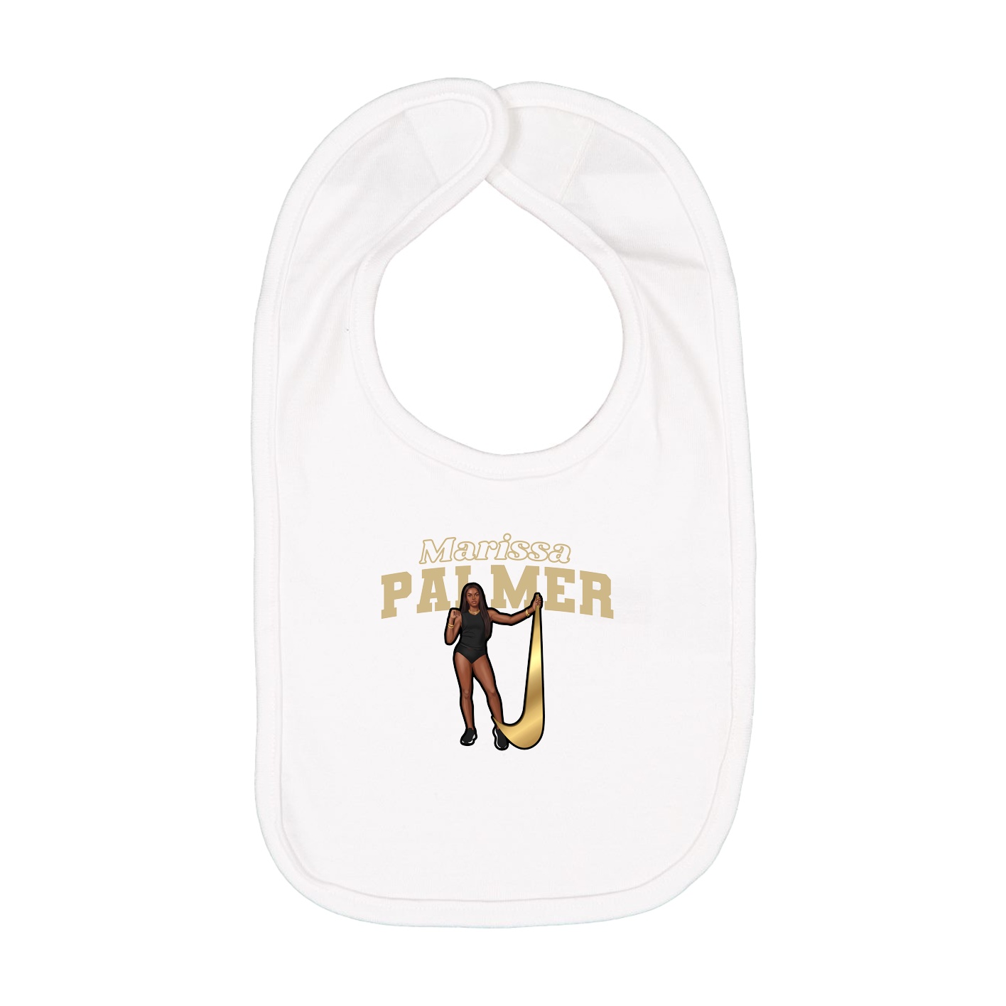 Infant Bib — Name Arch in White