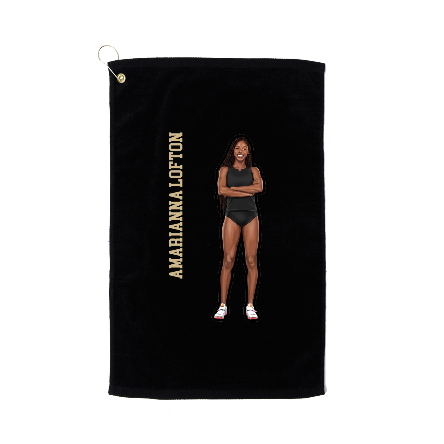 Golf Towel — Name Vertical in Black