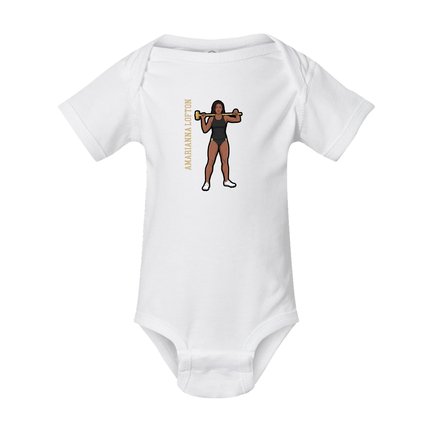 Baby Onesie — Name Vertical in White