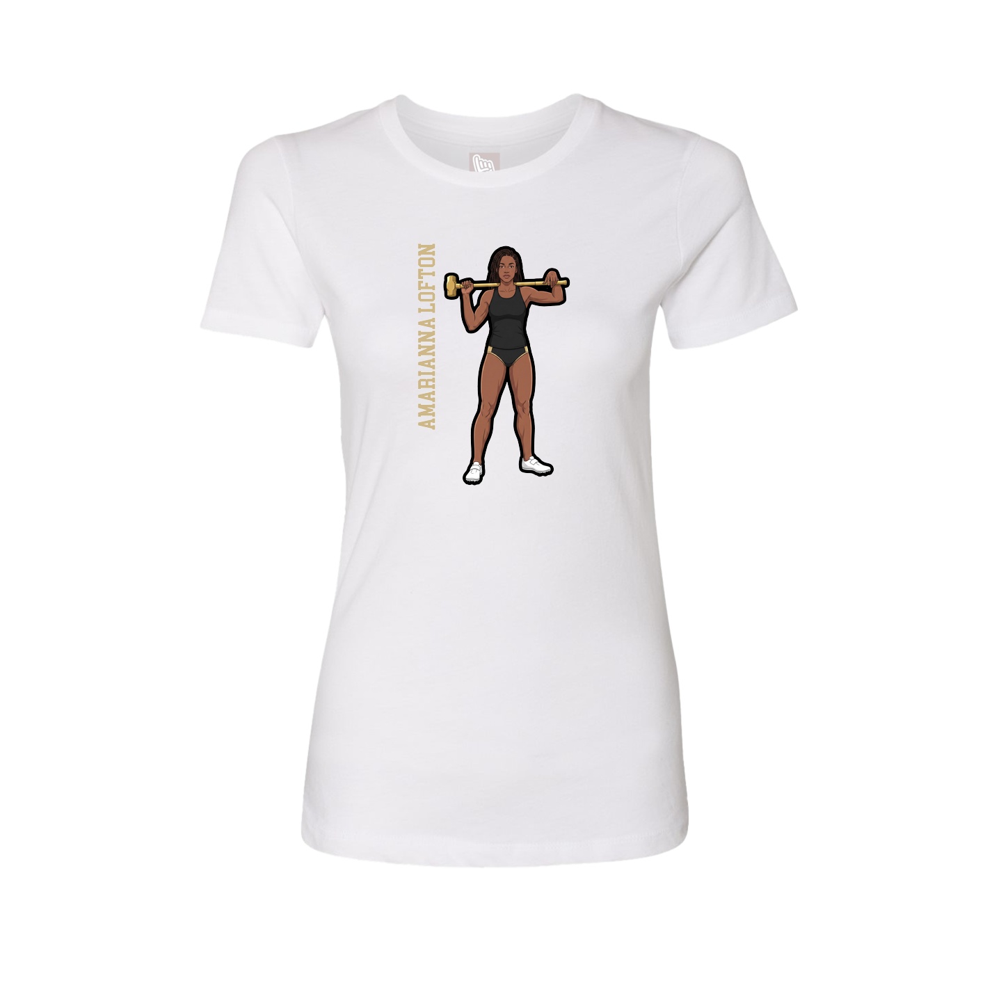 Fitted Women's Tee — Name Vertical in White