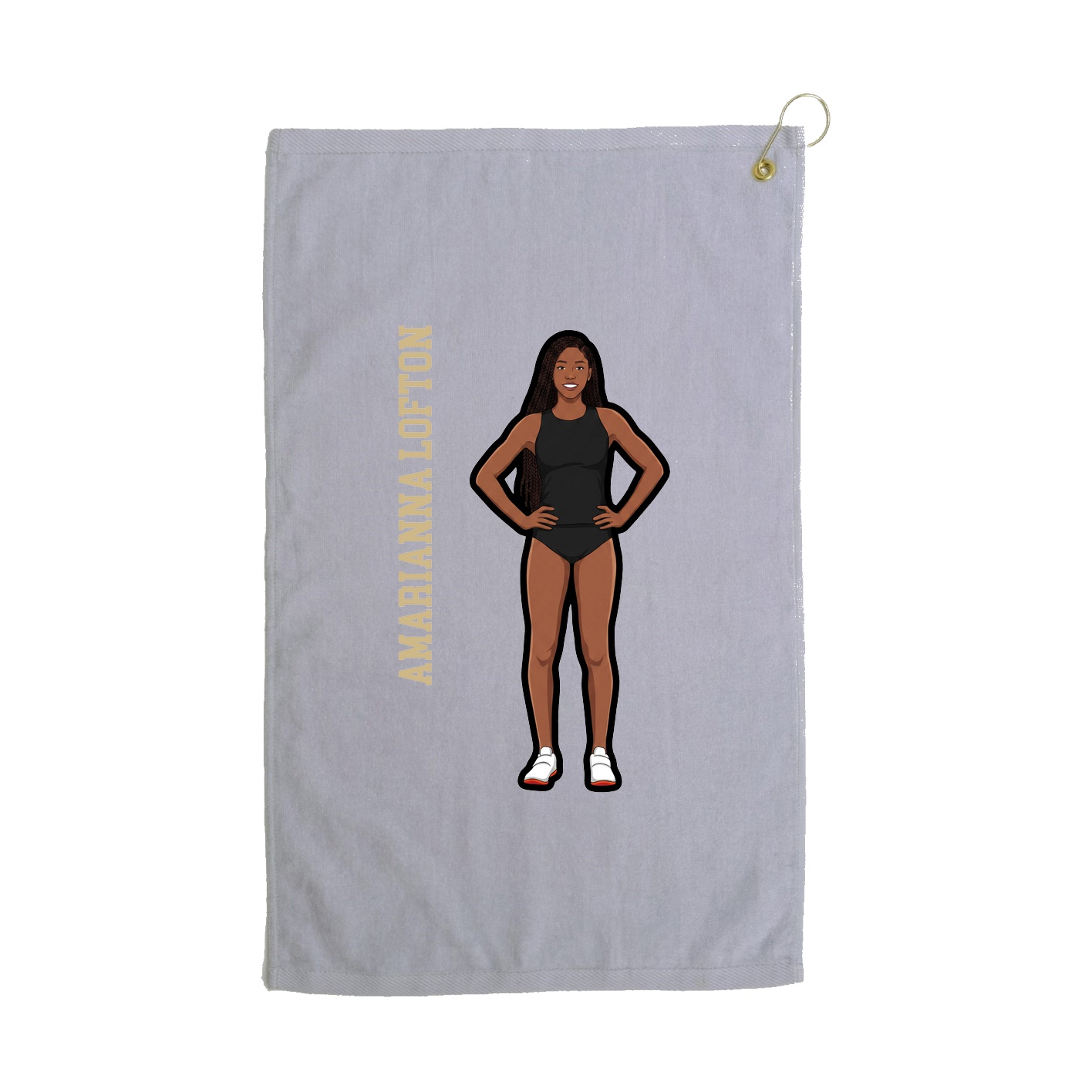 Golf Towel — Name Vertical in Grey