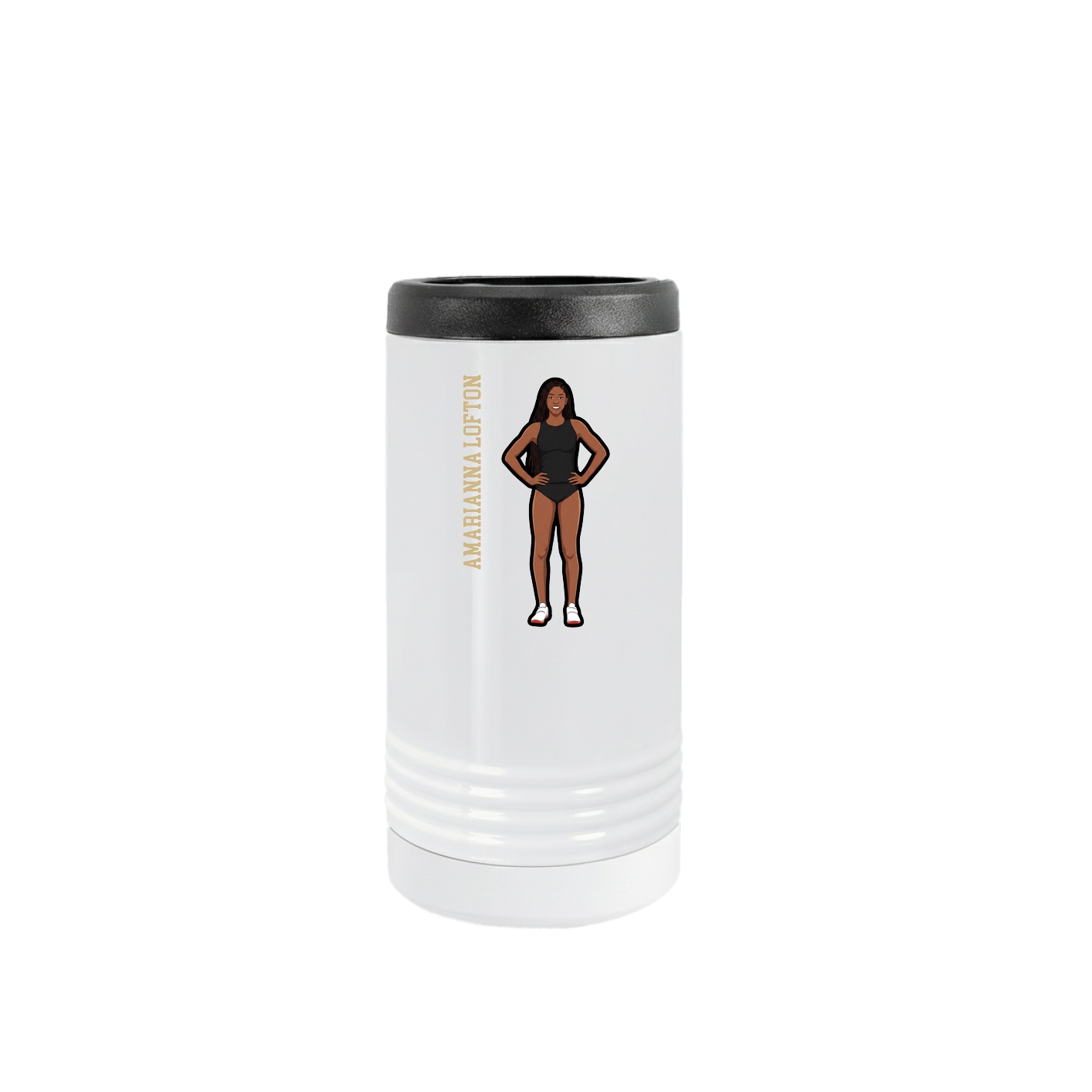 Slim Beverage Holder — Name Vertical in White