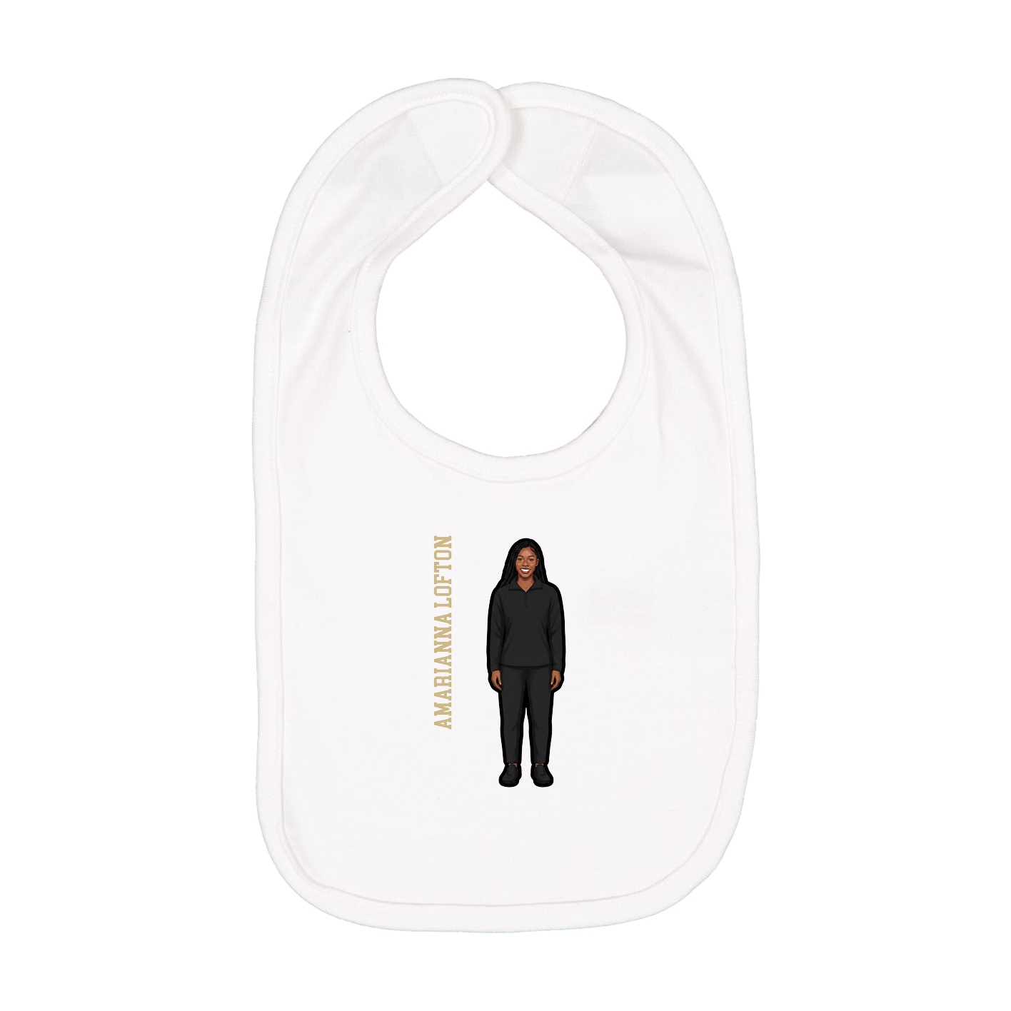 Infant Bib — Name Vertical in White