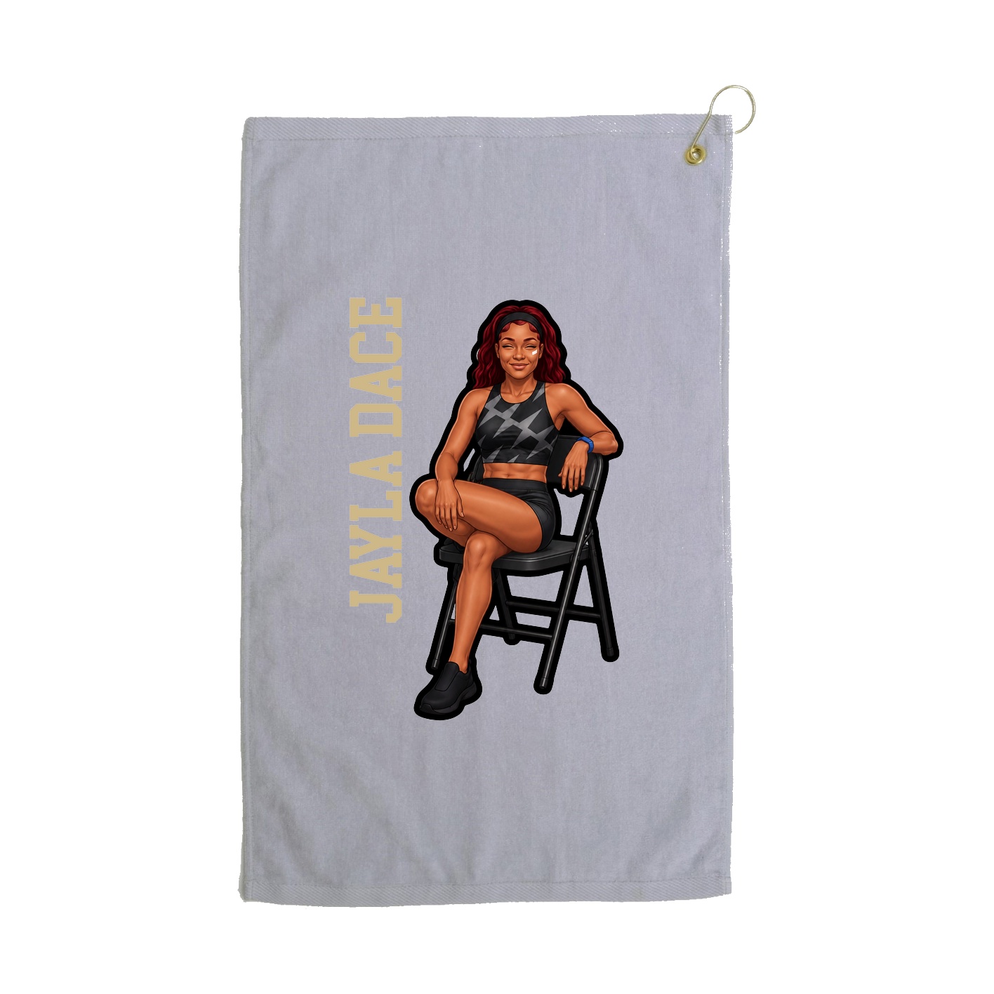 Golf Towel — Name Vertical in Grey
