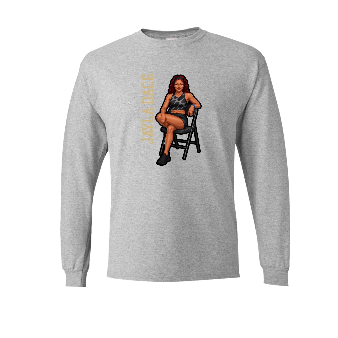 Long Sleeve Tee — Name Vertical in Grey