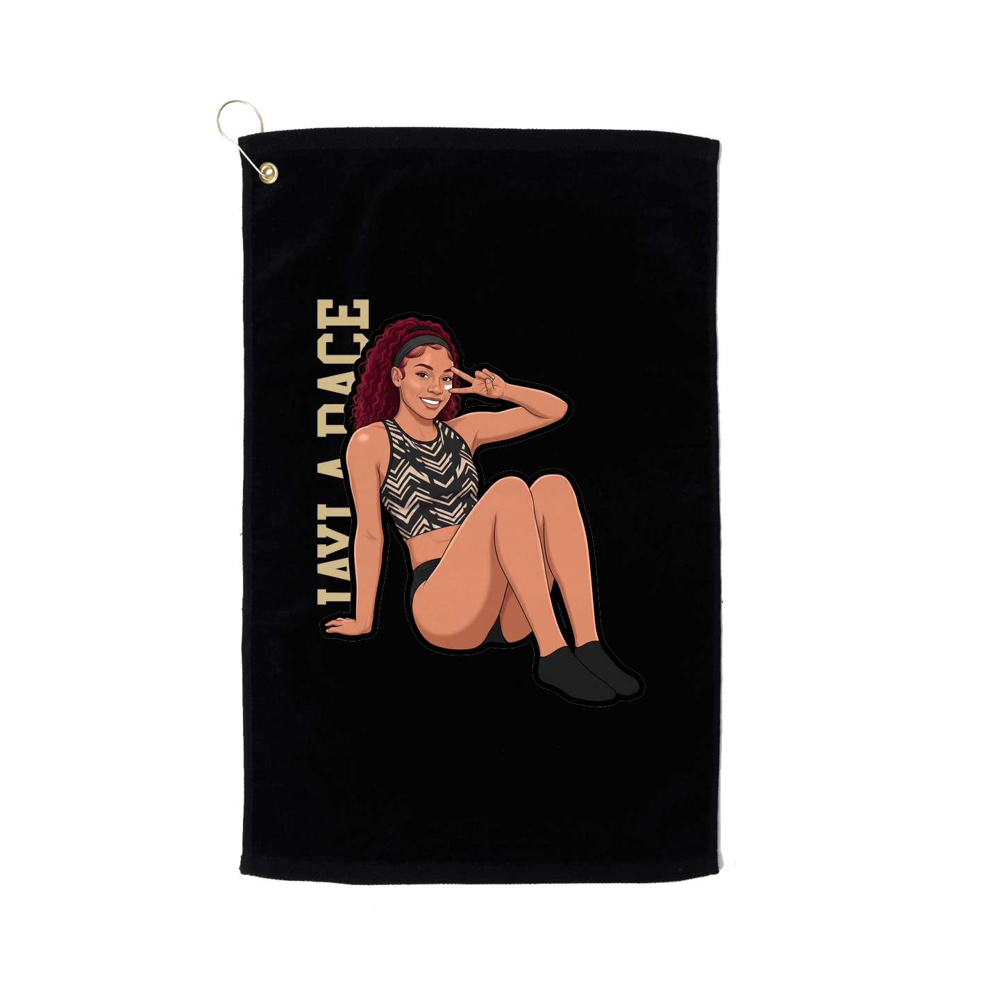 Golf Towel — Name Vertical in Black