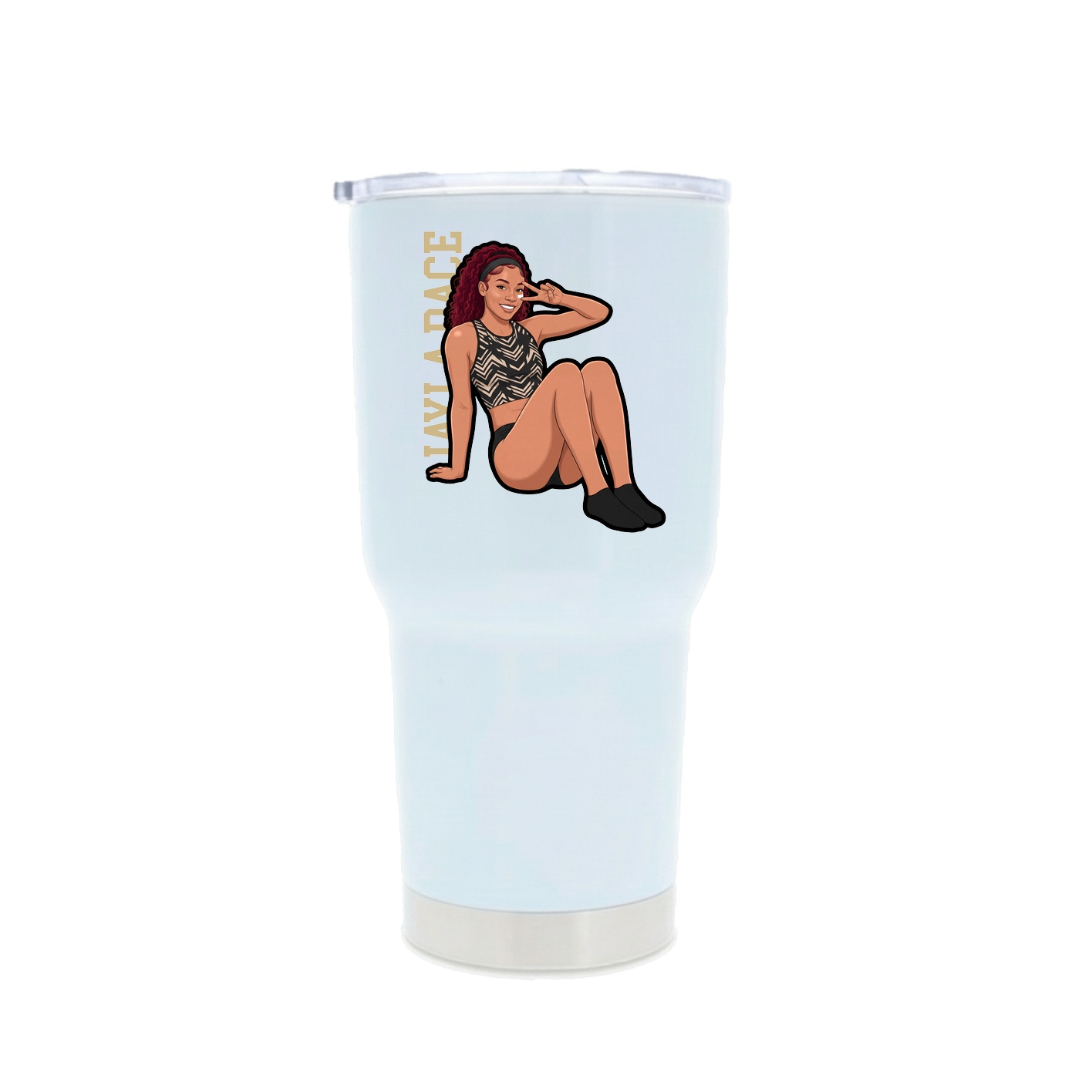 30oz Stainless Steel Tumbler — Name Vertical in White