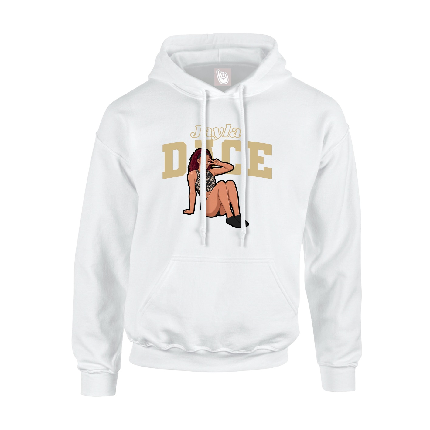 Youth Hoodie — Name Arch in White