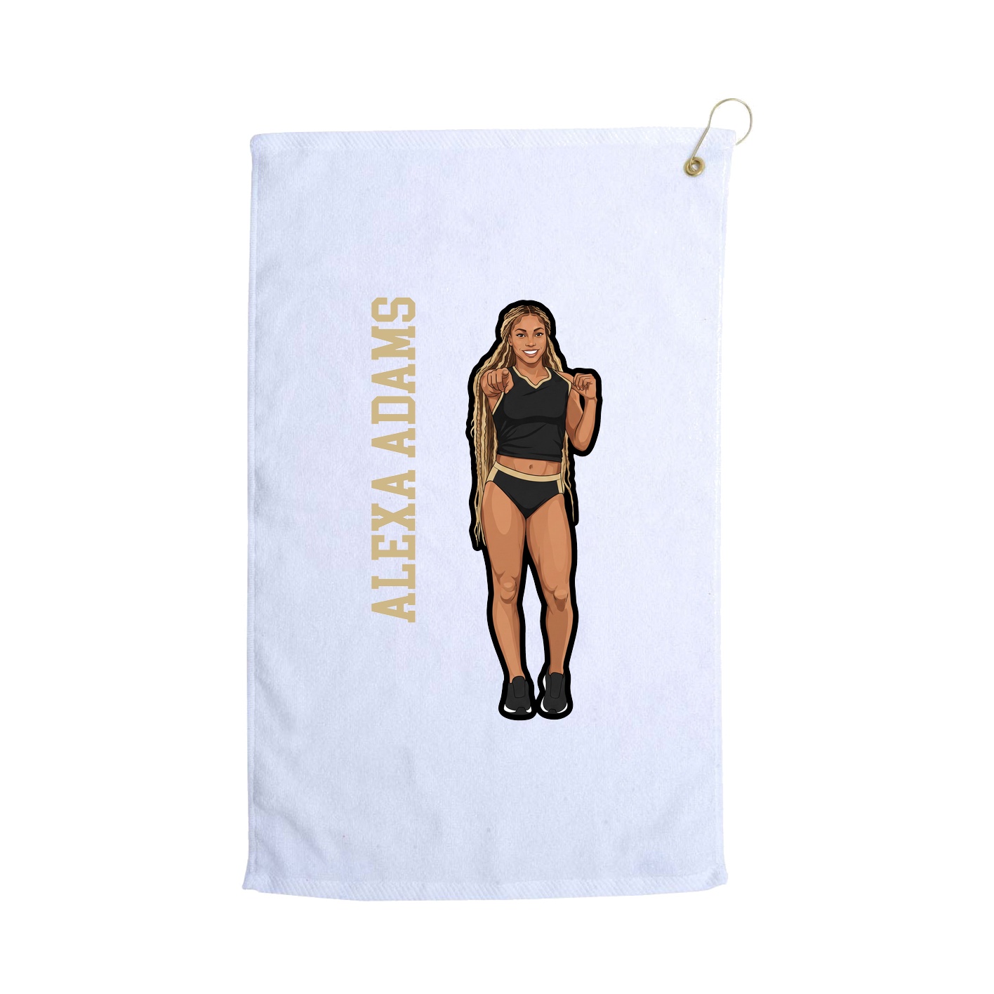 Golf Towel — Name Vertical in White