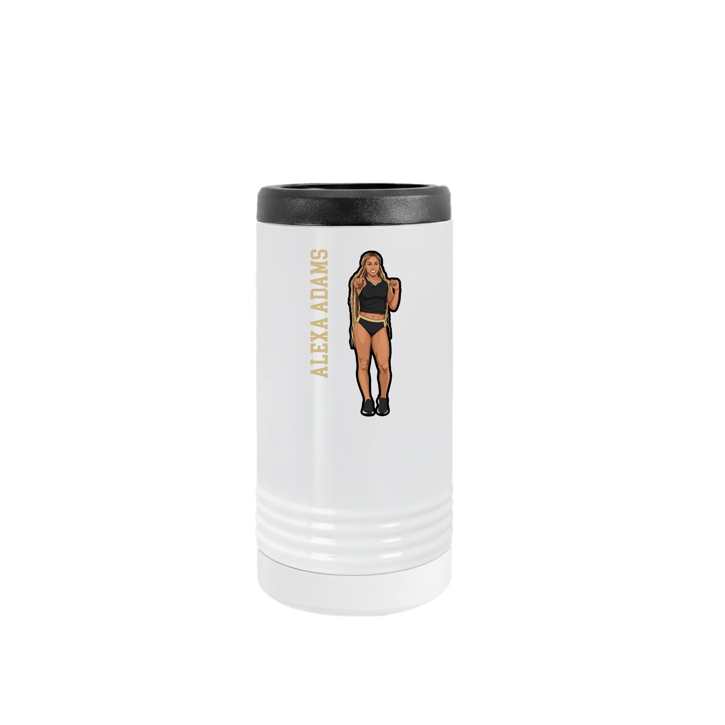 Slim Beverage Holder — Name Vertical in White