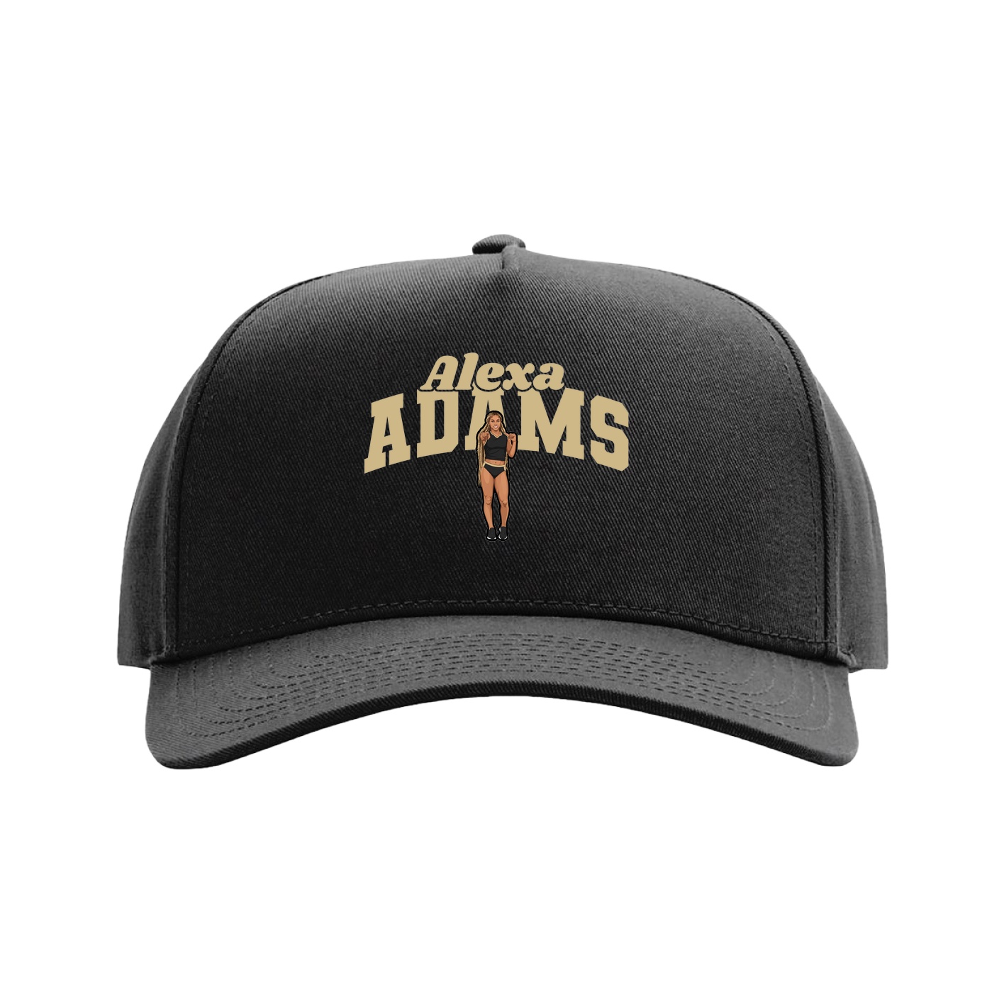Full Fabric Five-Panel Champ Cap — Signature Arch in Black